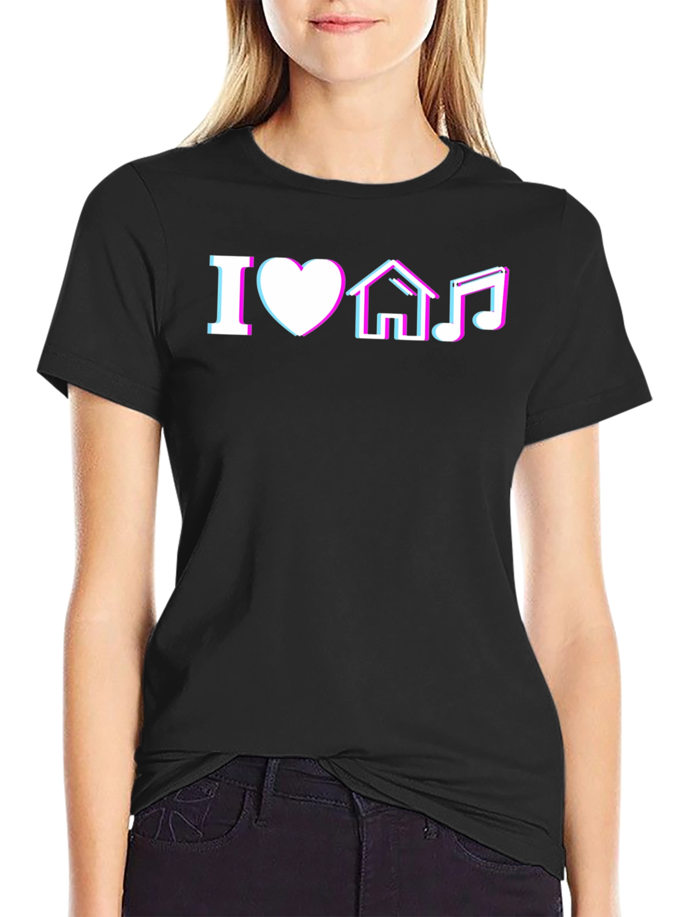 I Love House Music Black T-Shirt