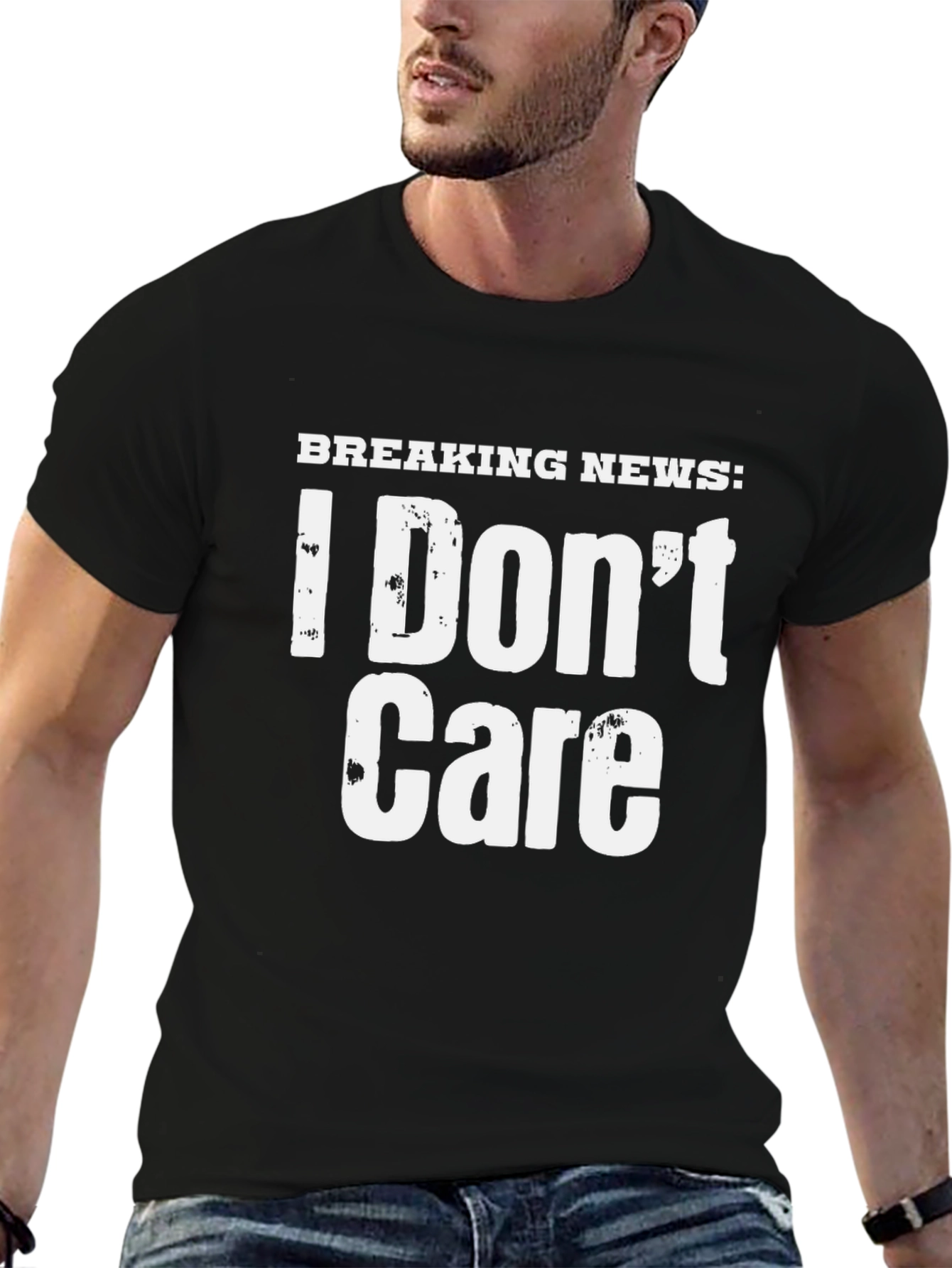 Breaking News: I Dont Care T-Shirt - Black