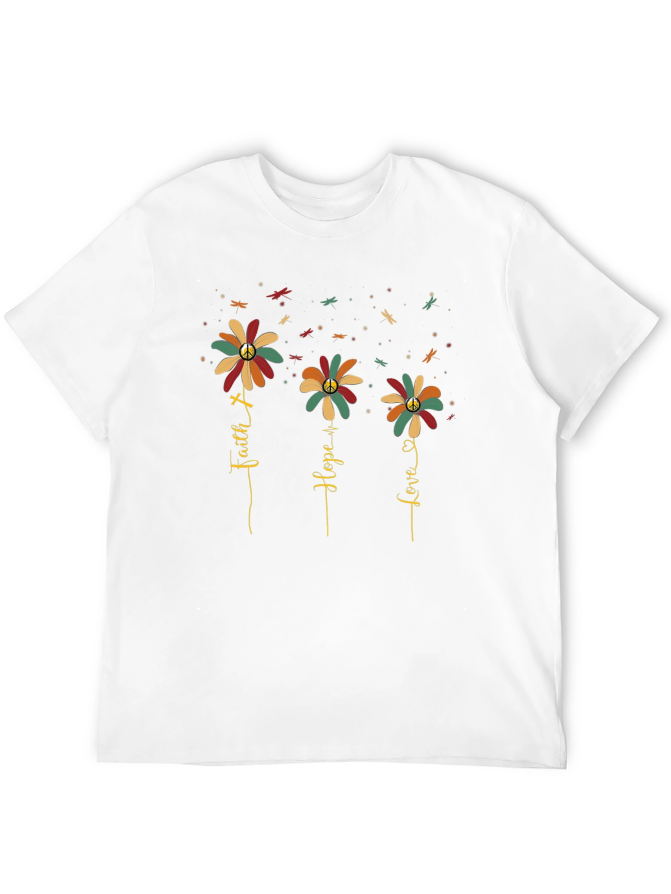 Faith Hope Love Flower Graphic T-Shirt