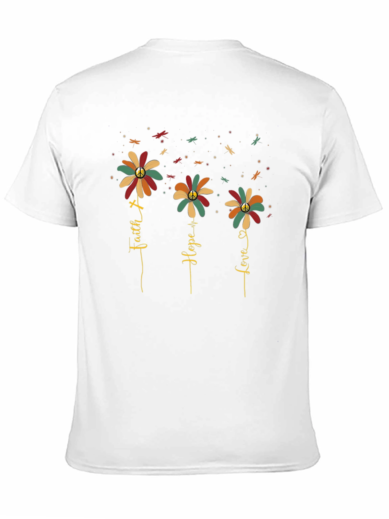 Faith Hope Love Flower Graphic T-Shirt
