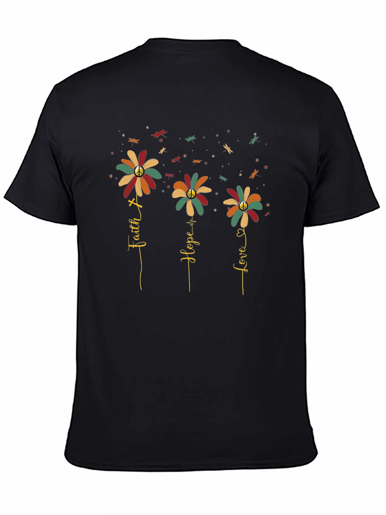 Faith Hope Love Flower Graphic T-Shirt