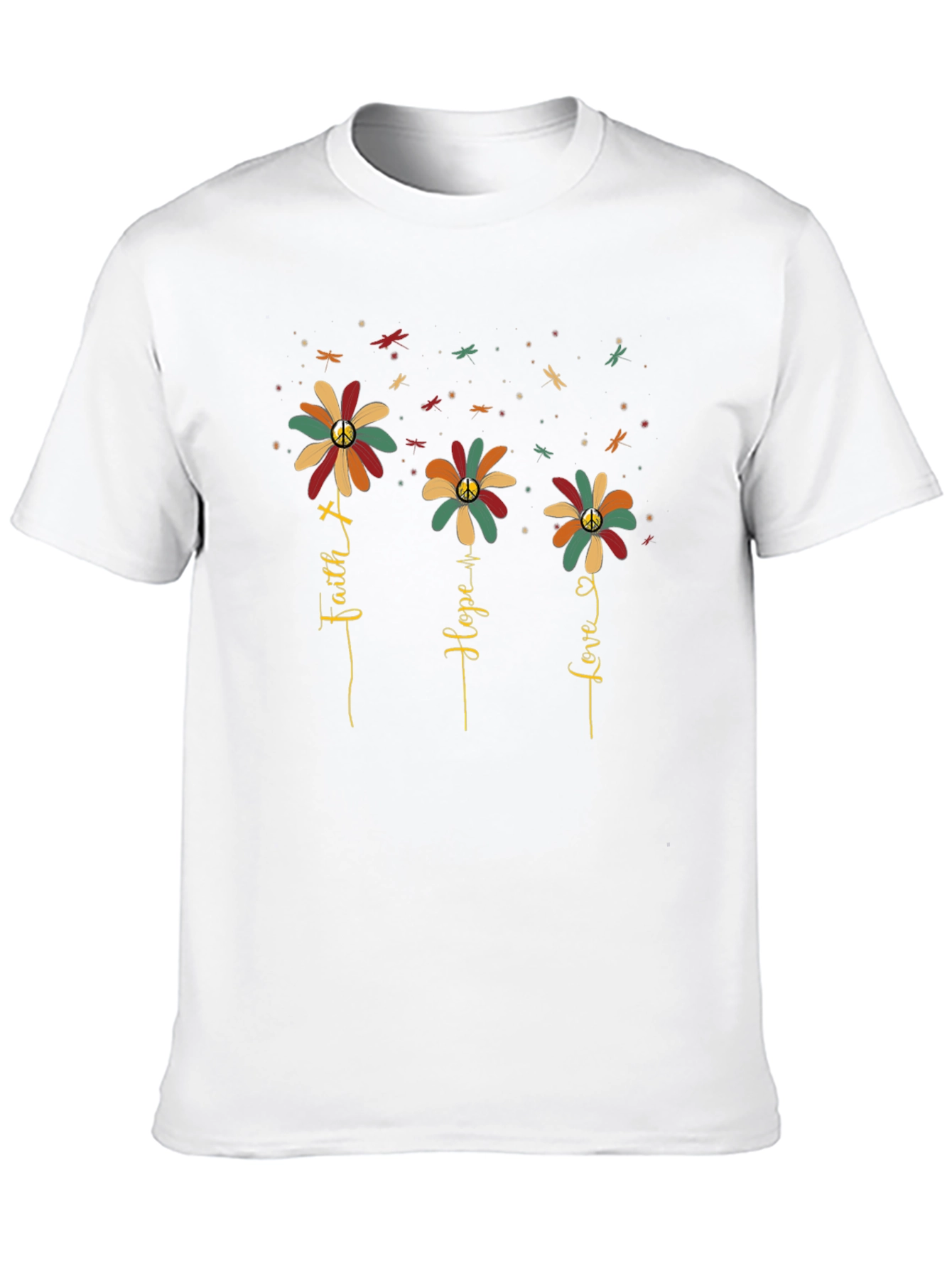 Faith Hope Love Flower Graphic T-Shirt