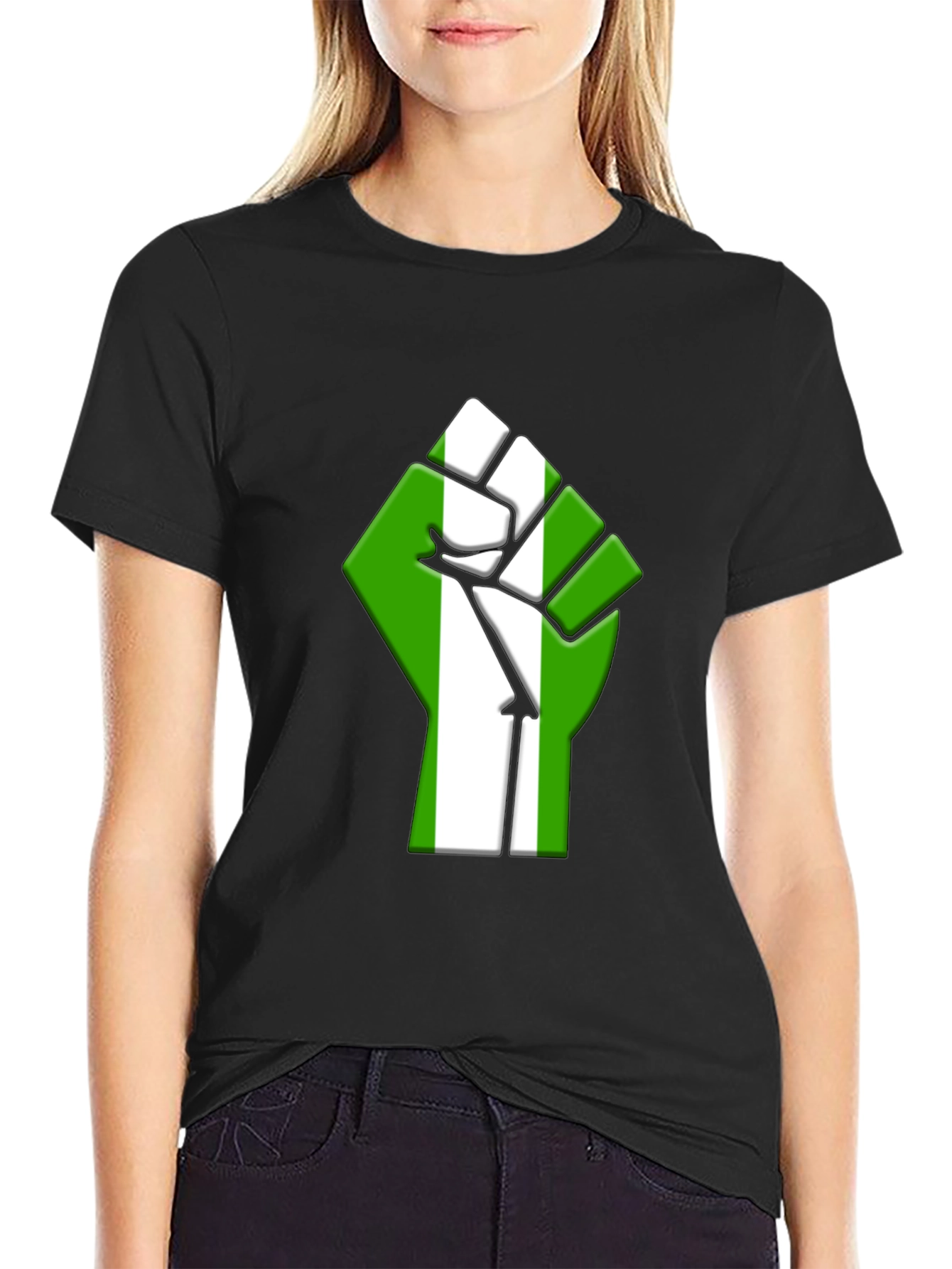 Nigeria Flag Fist T-Shirt - Black Pride Tee