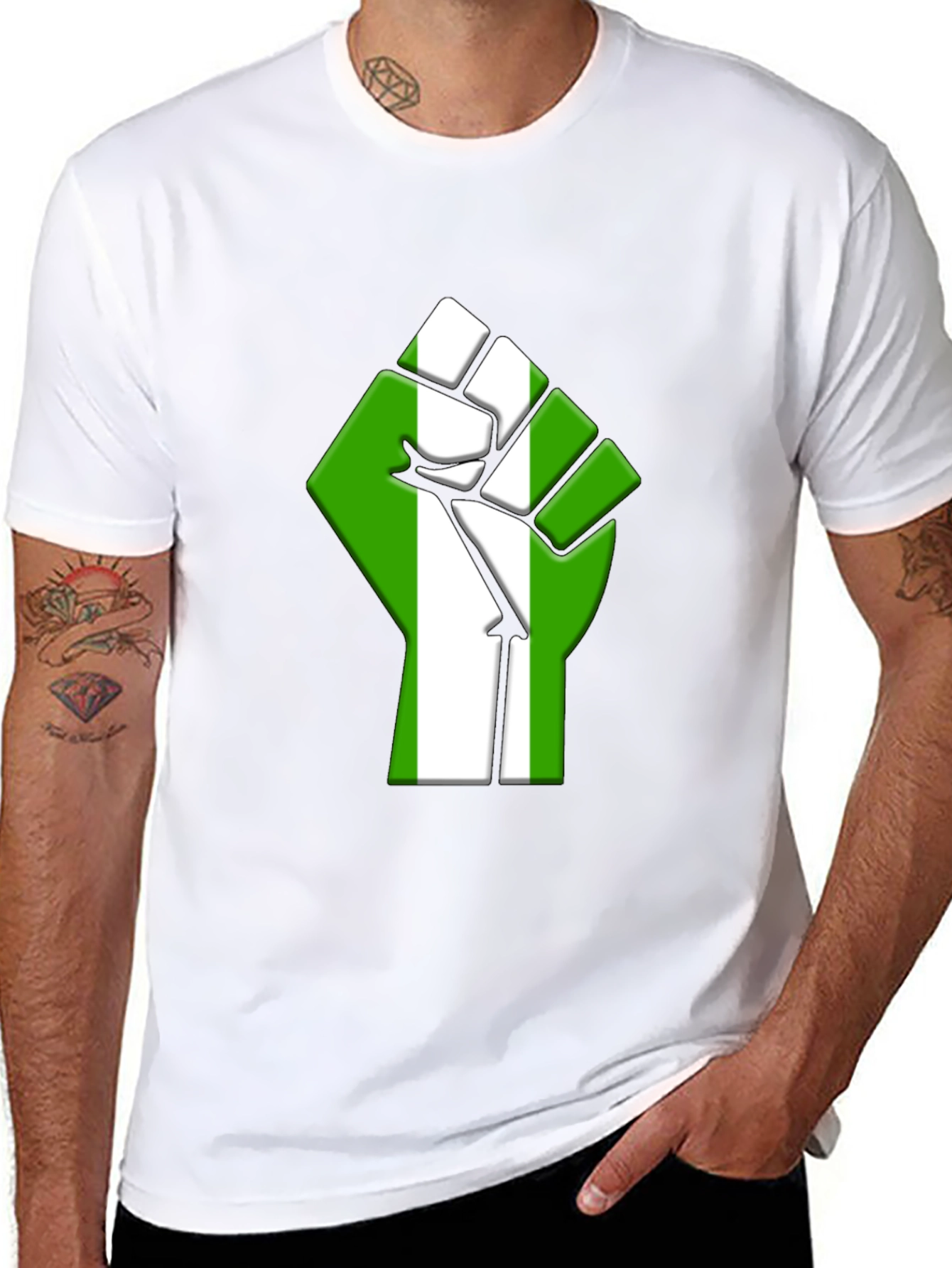 Nigeria Flag Fist T-Shirt - Black Pride Tee