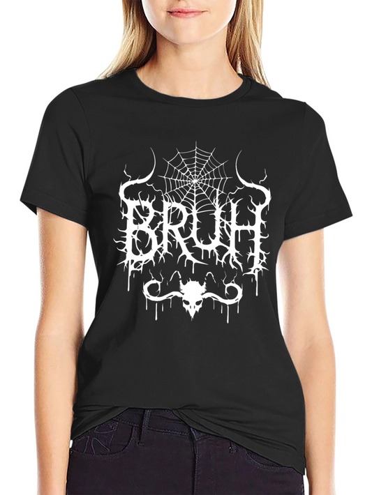 Bruh Black Metal Style Graphic T-Shirt