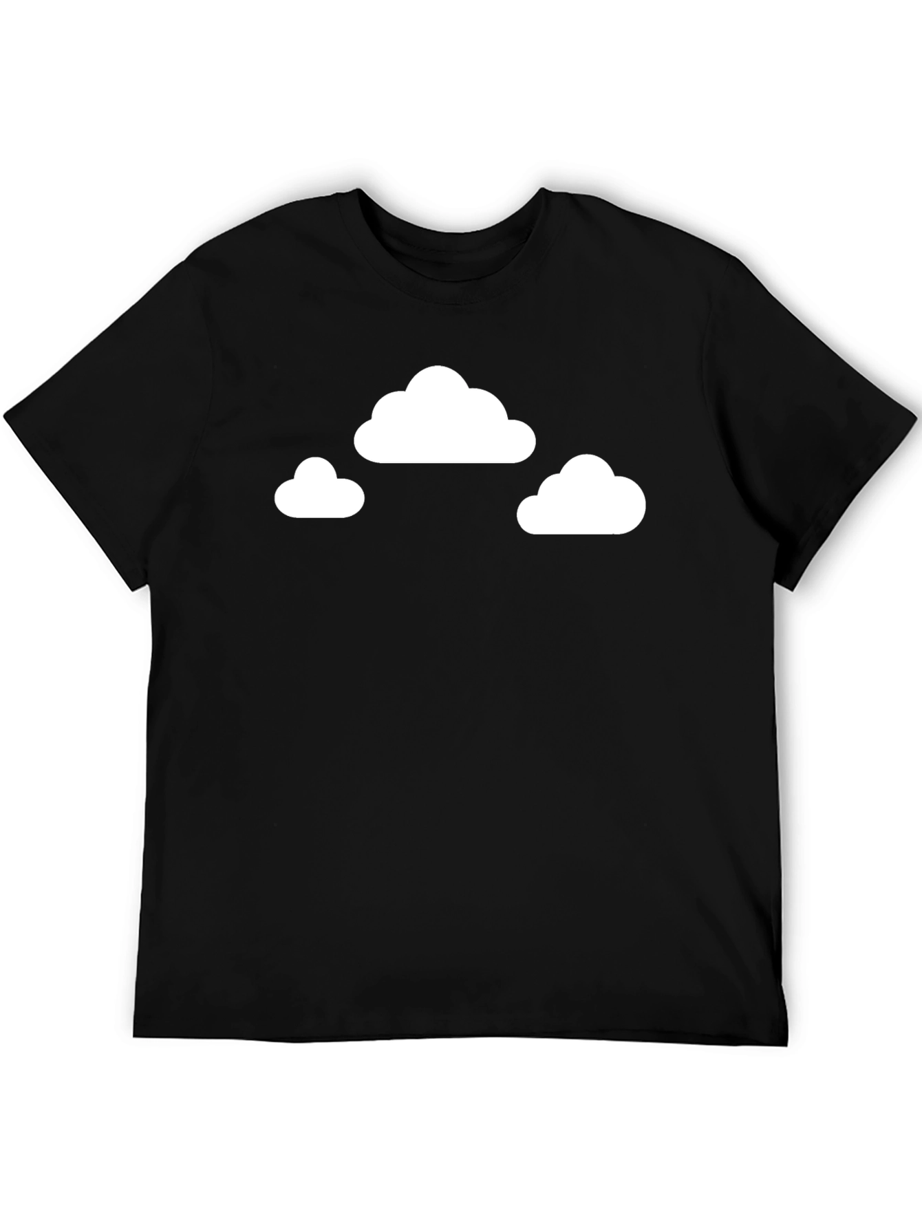 Cloud Print Black Crewneck T-Shirt