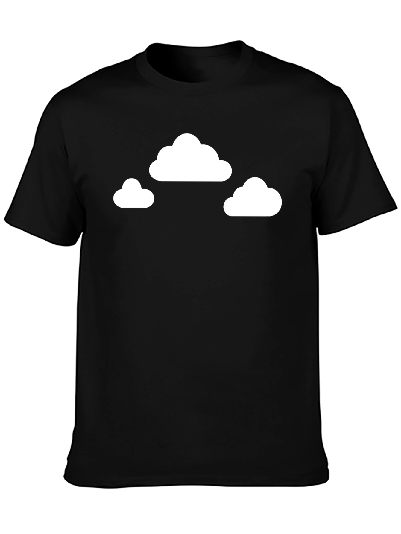 Cloud Print Black Crewneck T-Shirt