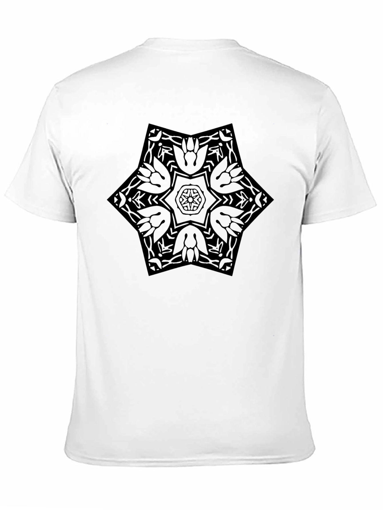 Geometric Star Mandala Mens Black T-Shirt
