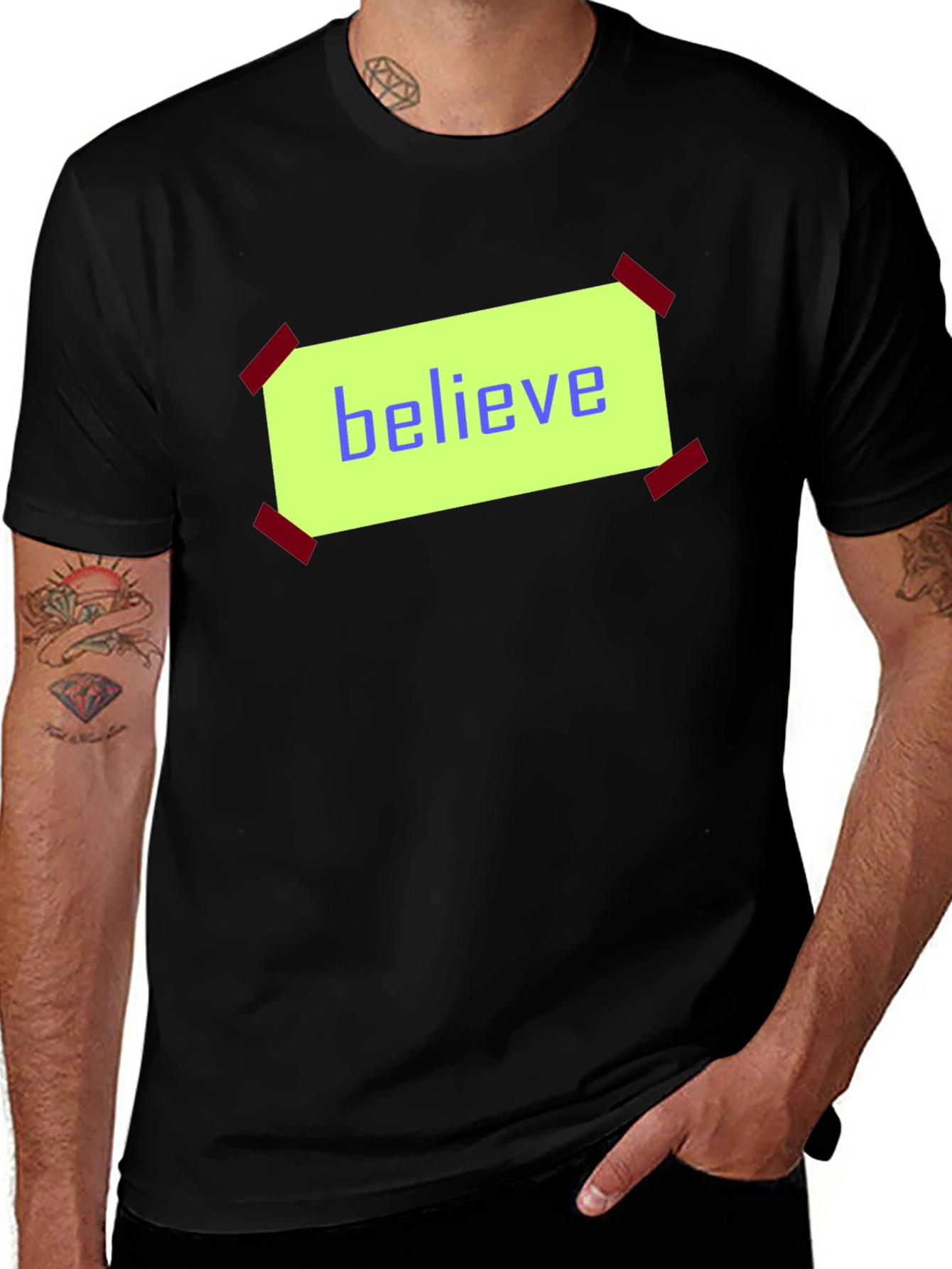 Believe Graphic Print Black Cotton T-Shirt