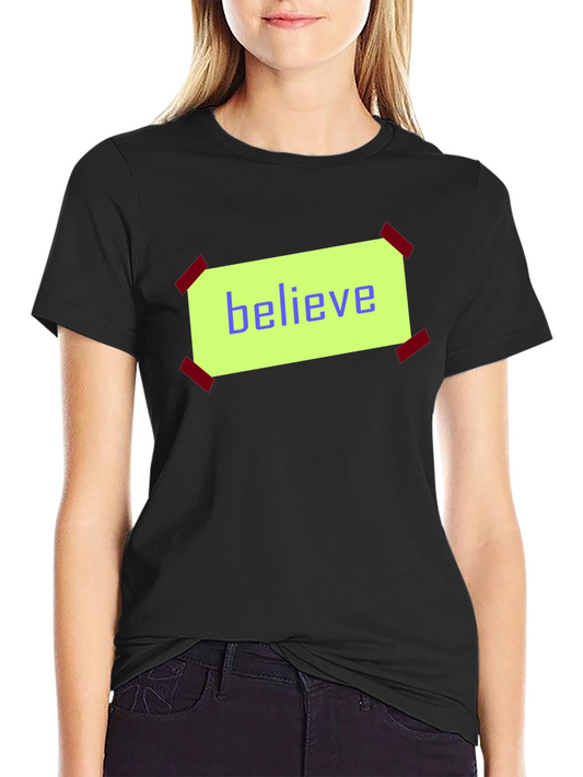 Believe Graphic Print Black Cotton T-Shirt