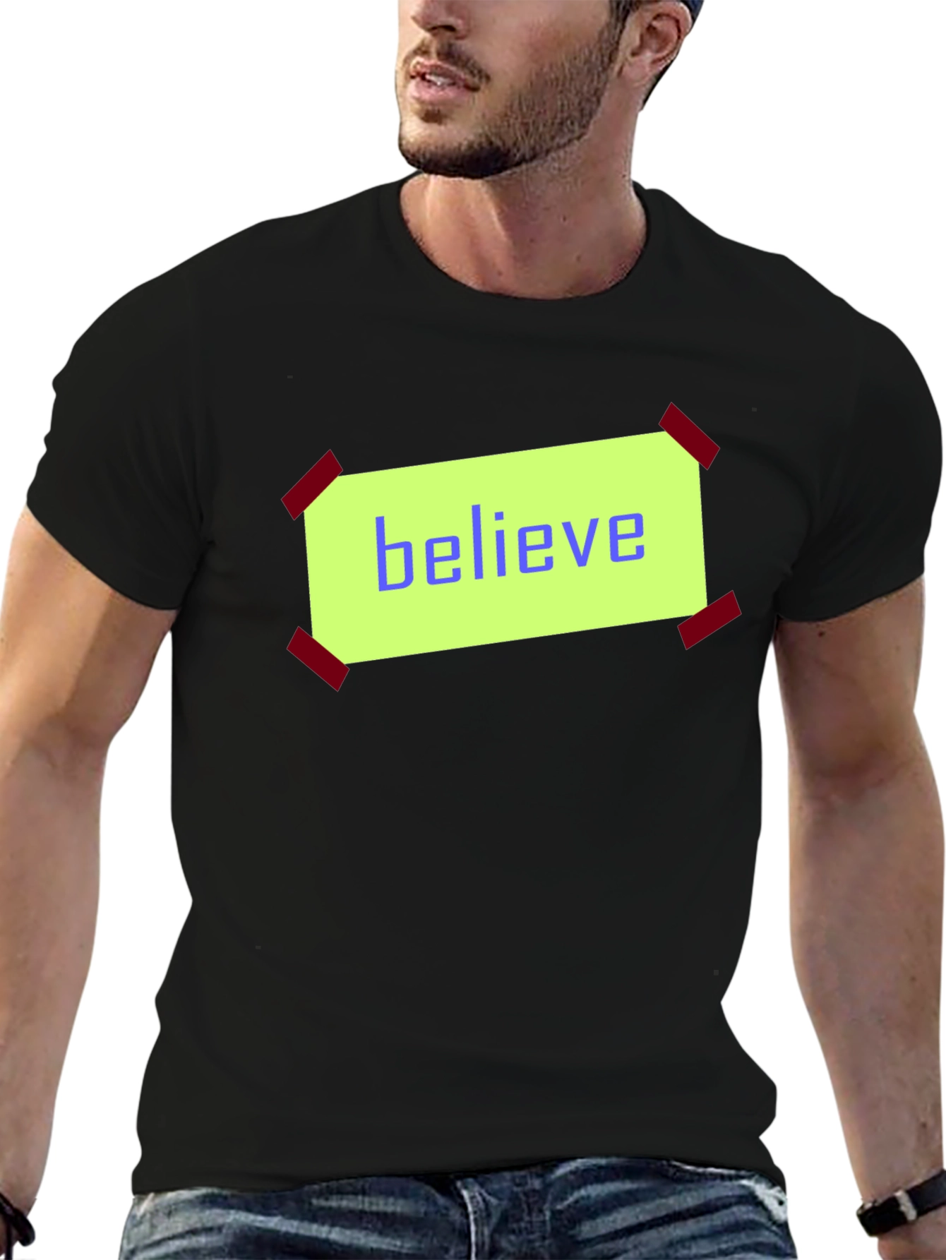 Believe Graphic Print Black Cotton T-Shirt