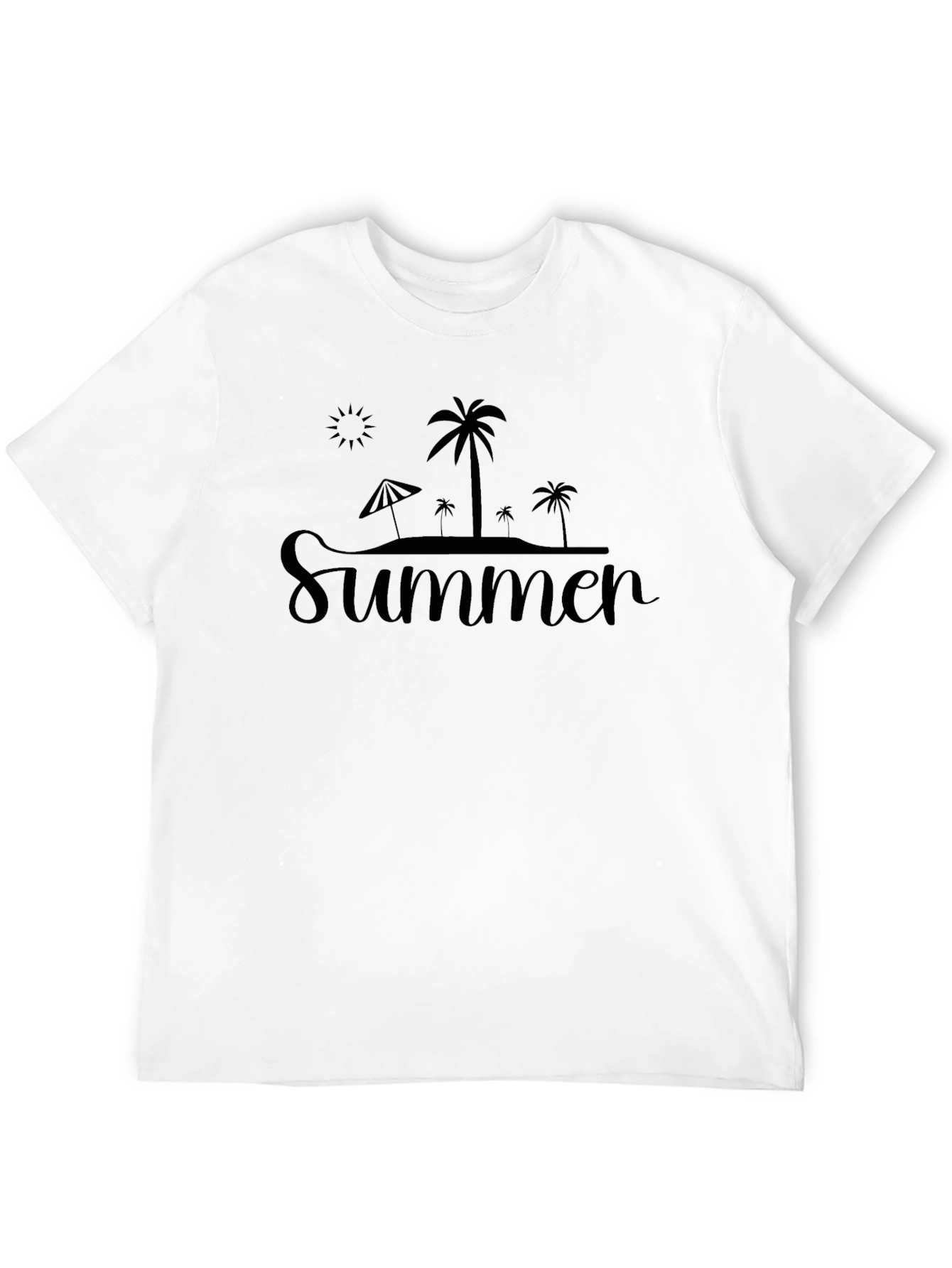 Summer Beach Graphic Black T-Shirt