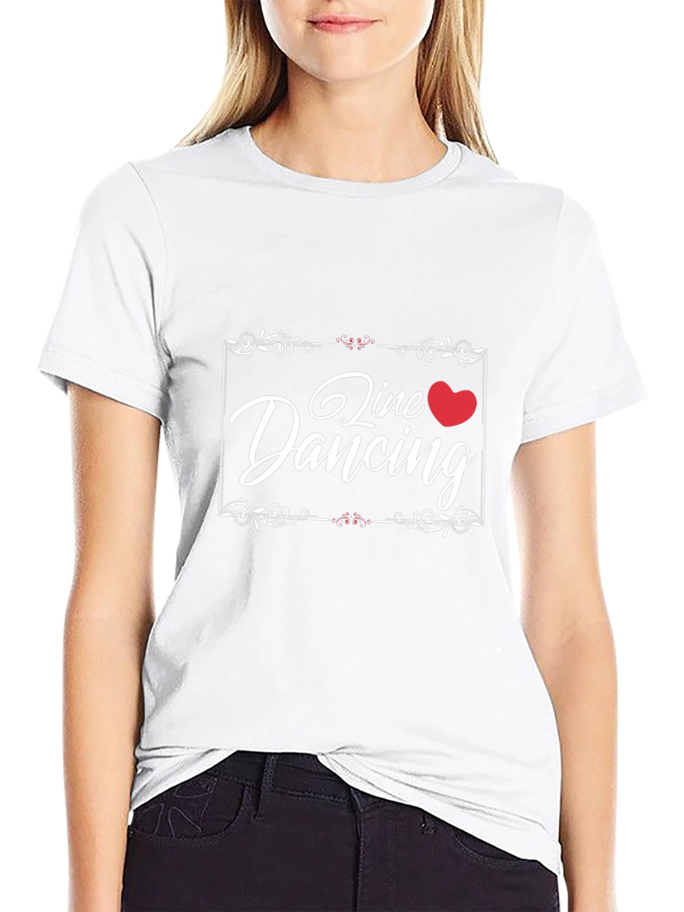 Line Dancing Heart T-Shirt Black