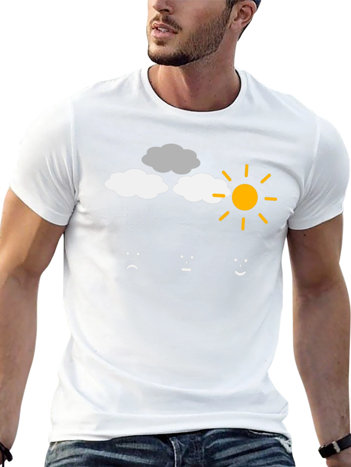 Weather Mood T-Shirt - Rain Cloud Sun Emotions