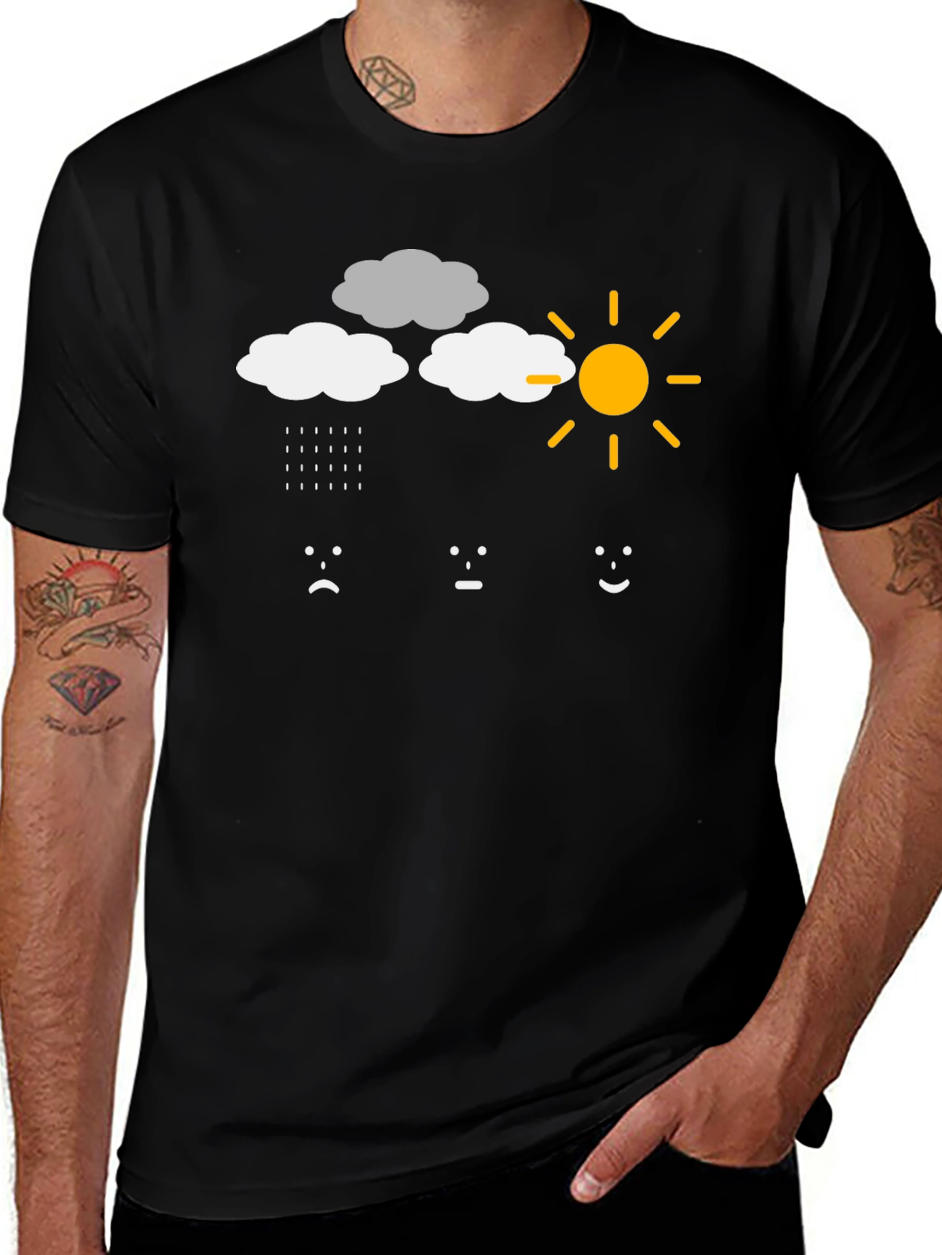 Weather Mood T-Shirt - Rain Cloud Sun Emotions