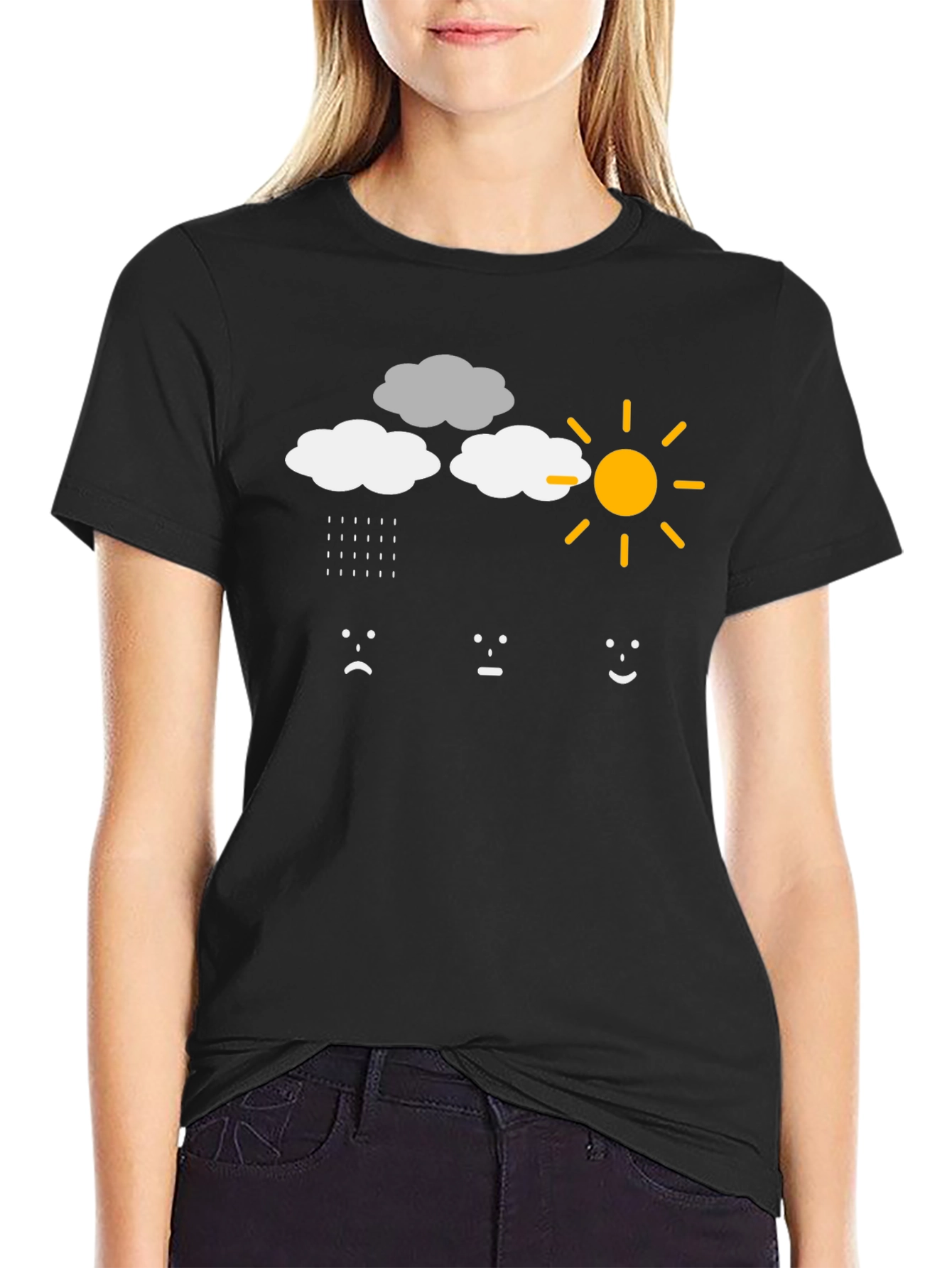 Weather Mood T-Shirt - Rain Cloud Sun Emotions