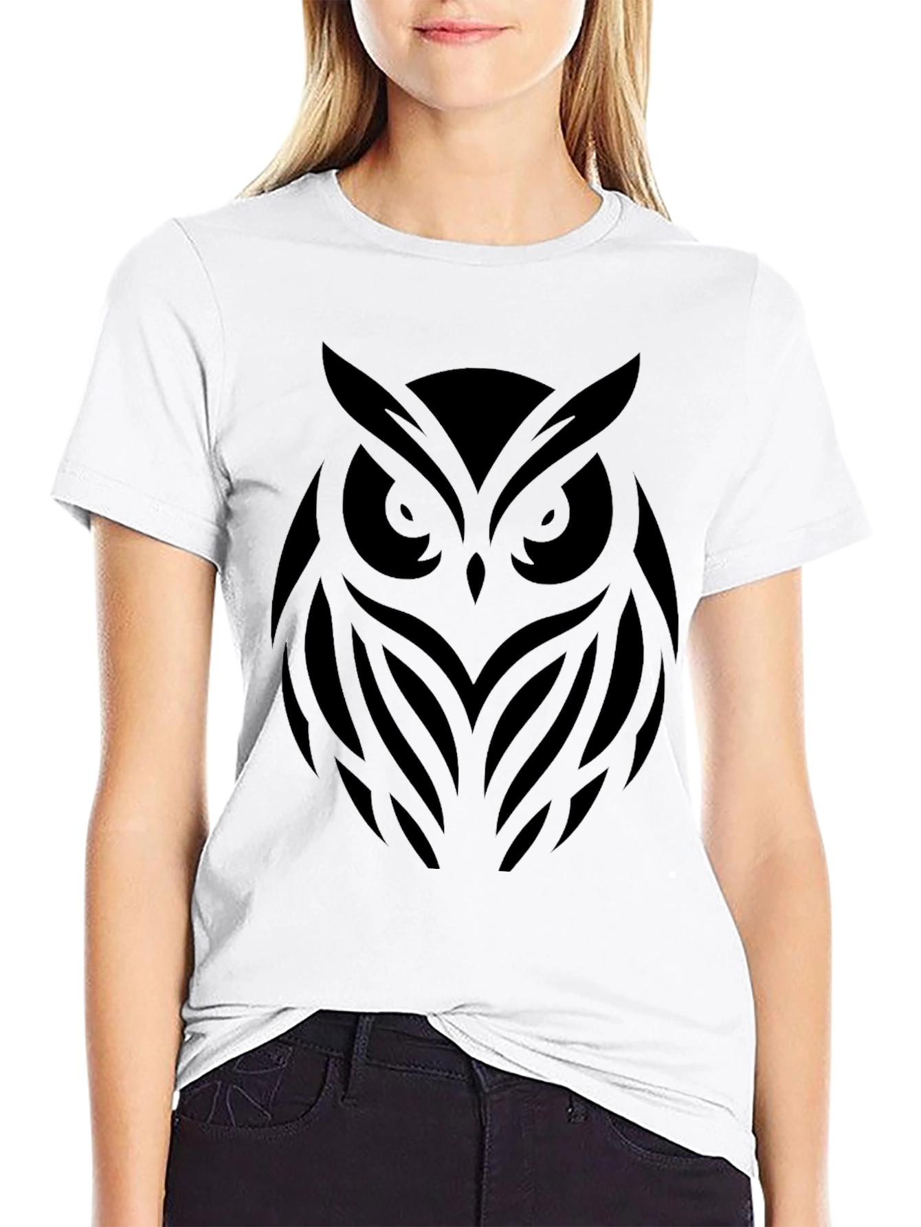 Mens Black Owl Graphic T-Shirt