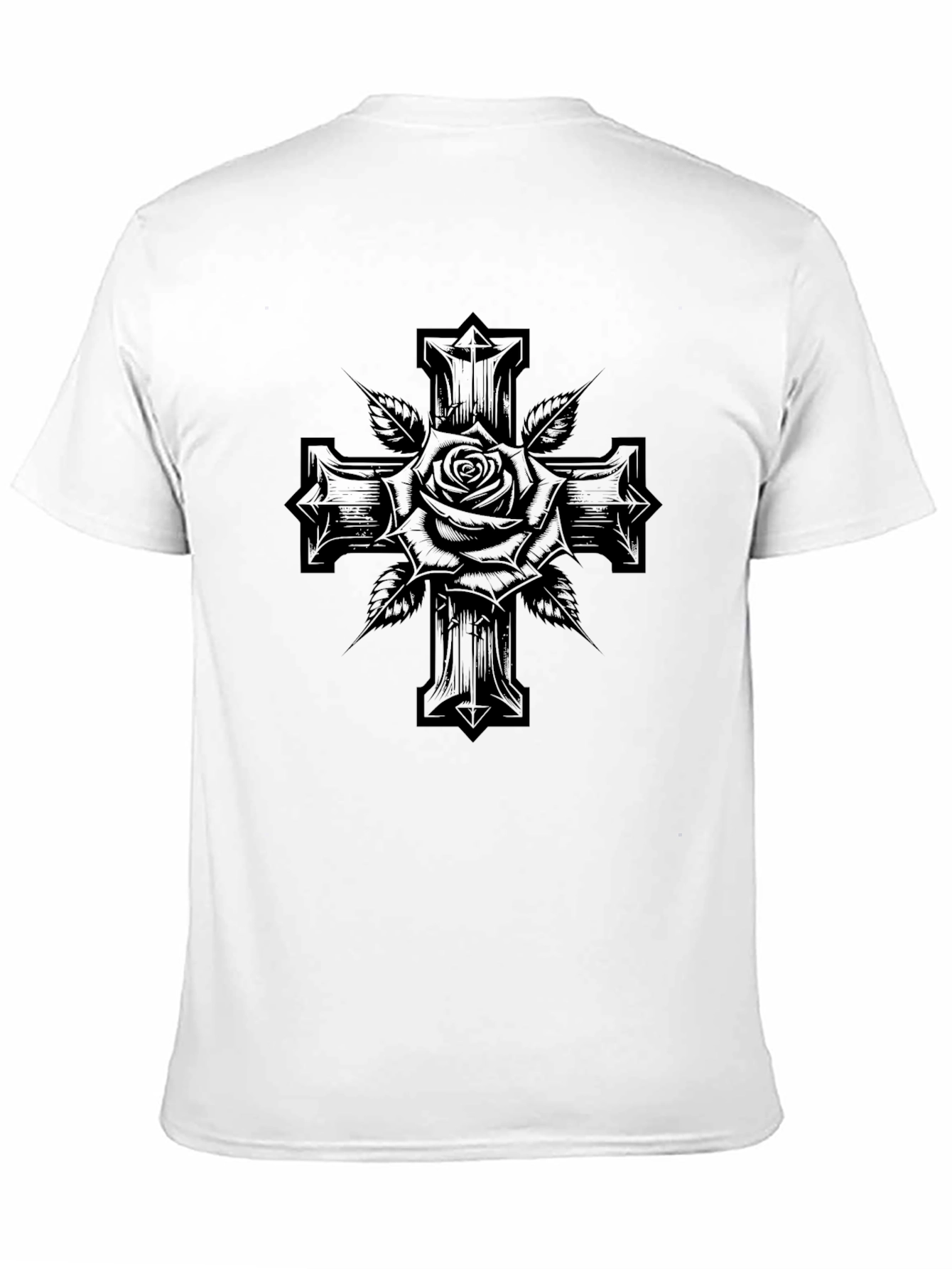 Rose & Cross Graphic Black T-Shirt