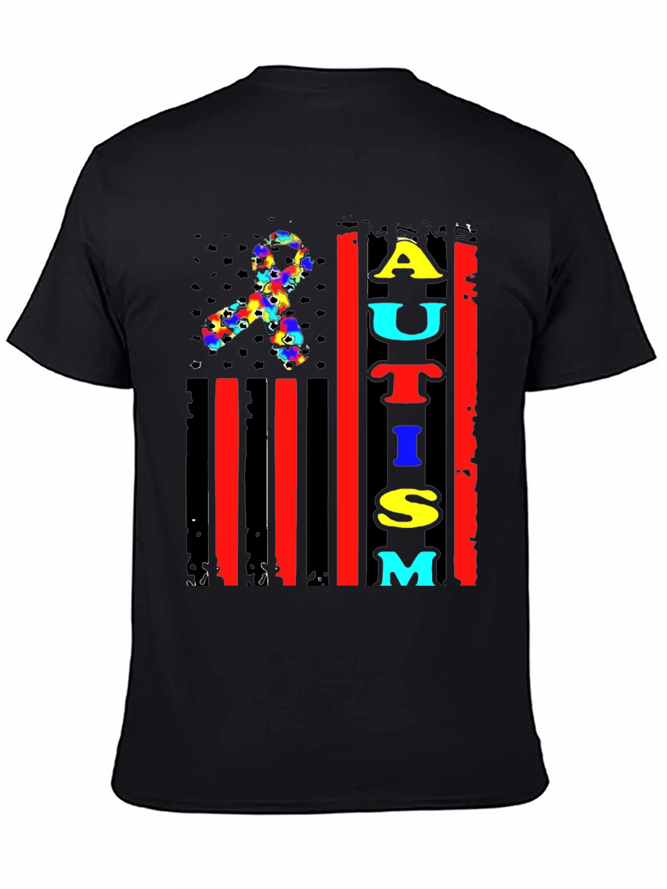 Autism Awareness Ribbon Flag Graphic Tee