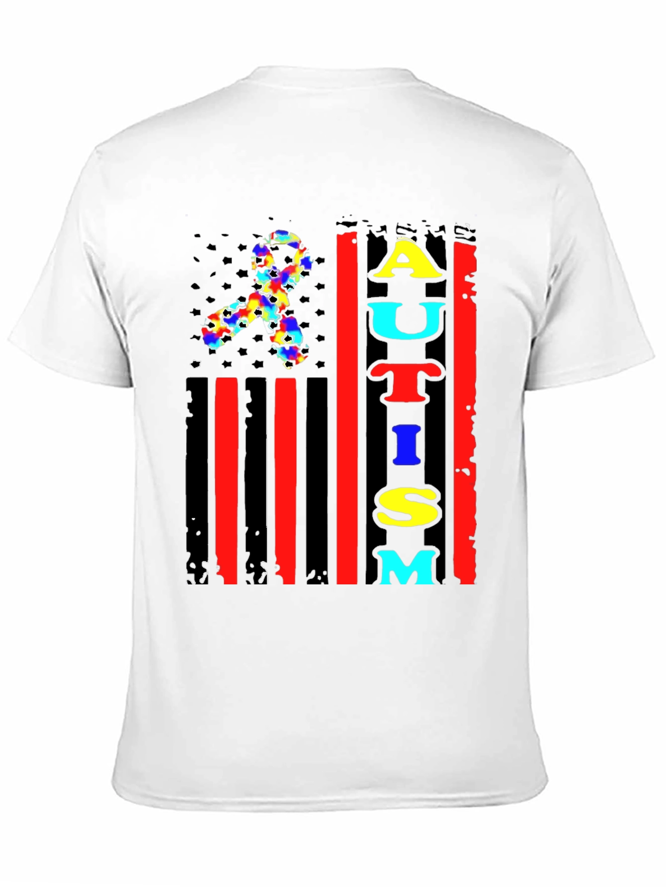 Autism Awareness Ribbon Flag Graphic Tee