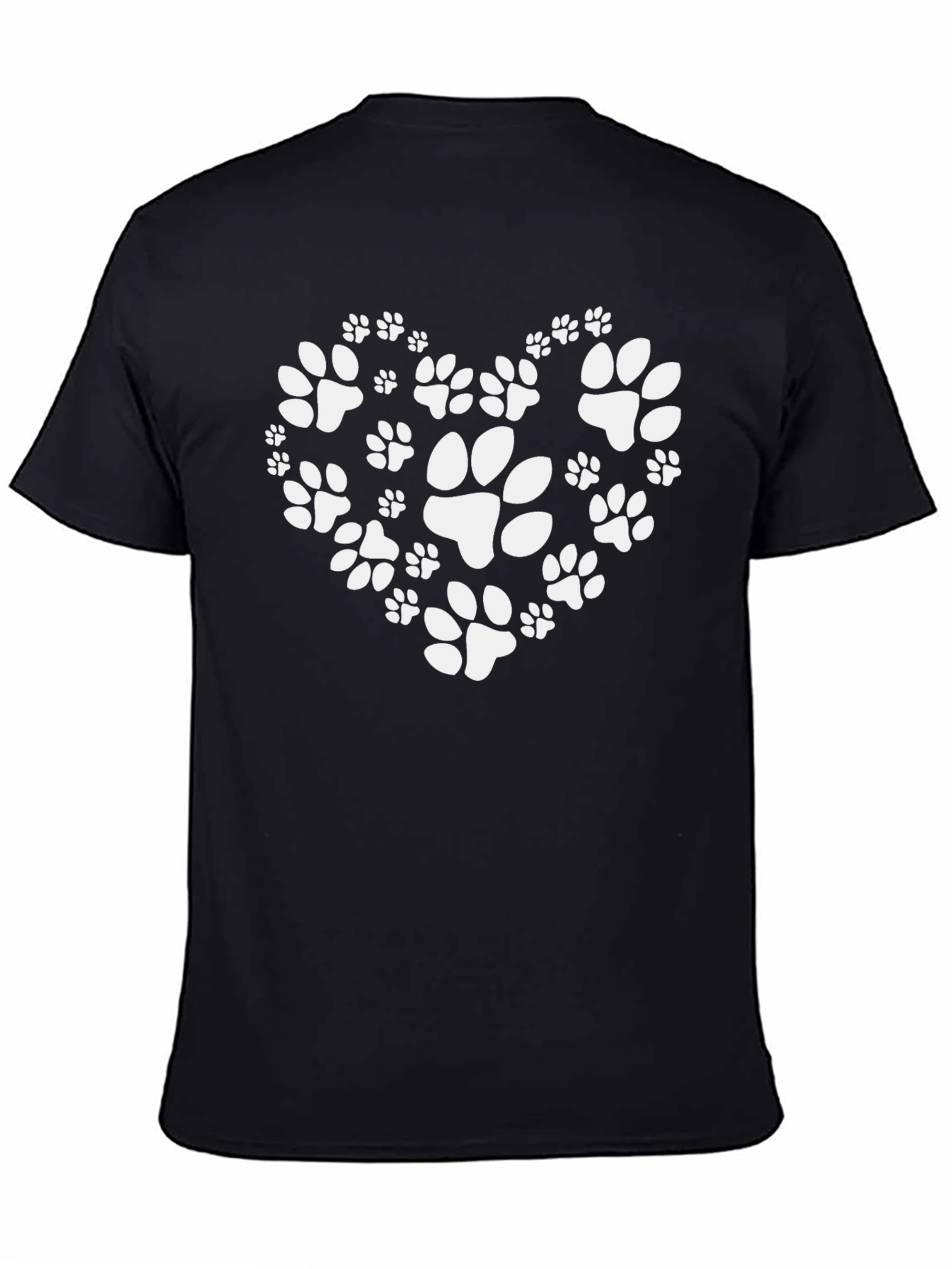Paw Print Heart Black T-Shirt
