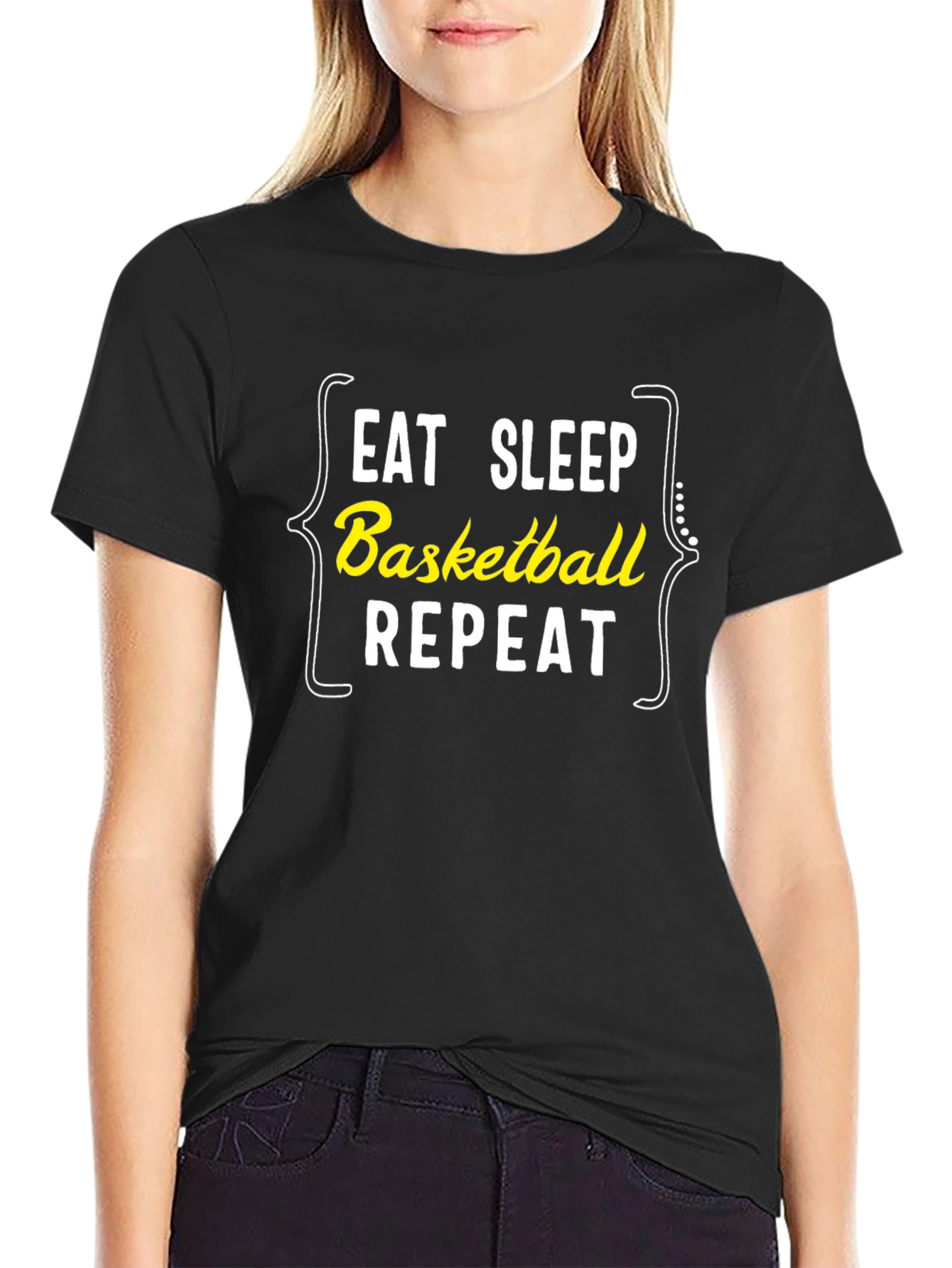 Eat Sleep Basketball Repeat T-Shirt - Black Graphic Tee