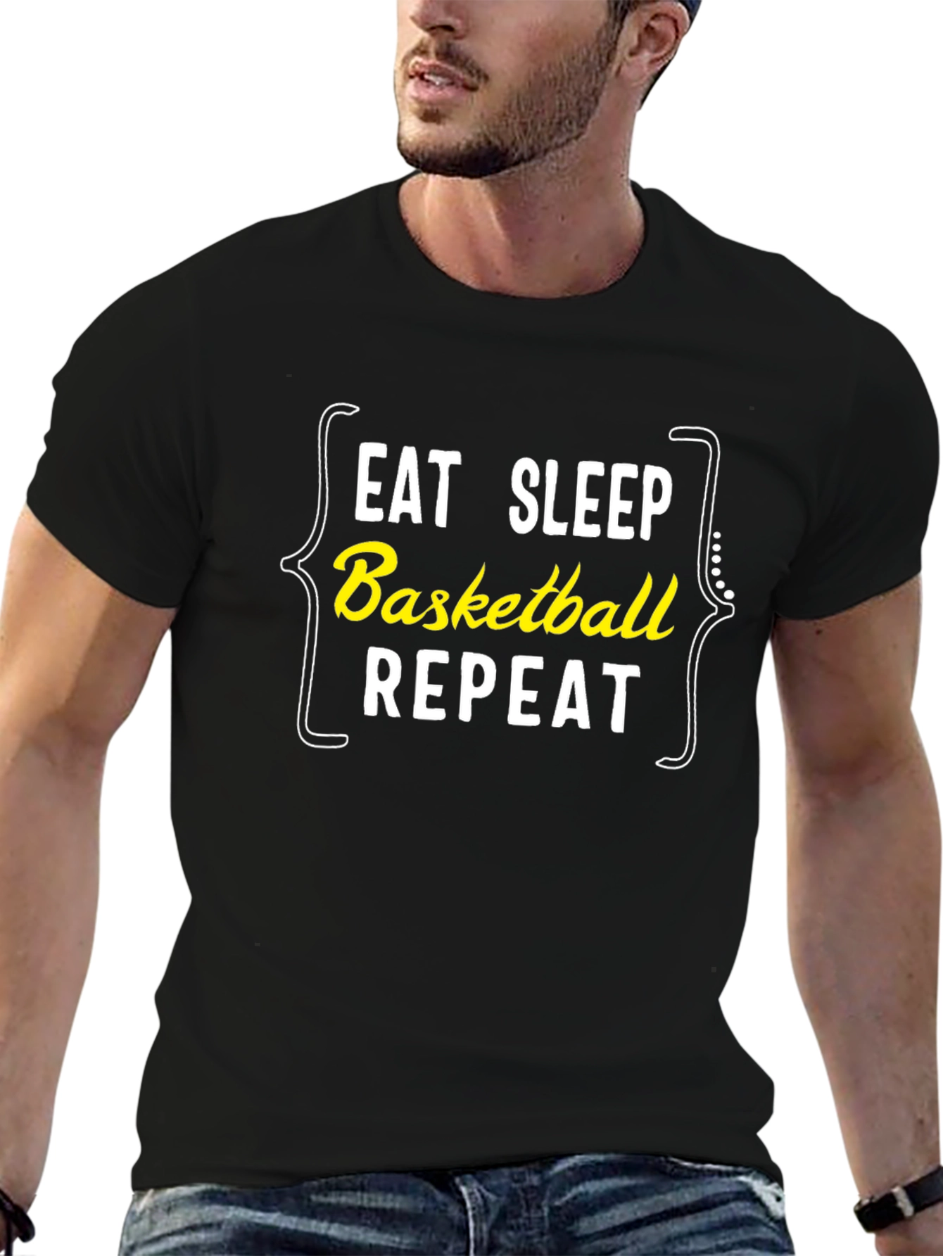 Eat Sleep Basketball Repeat T-Shirt - Black Graphic Tee