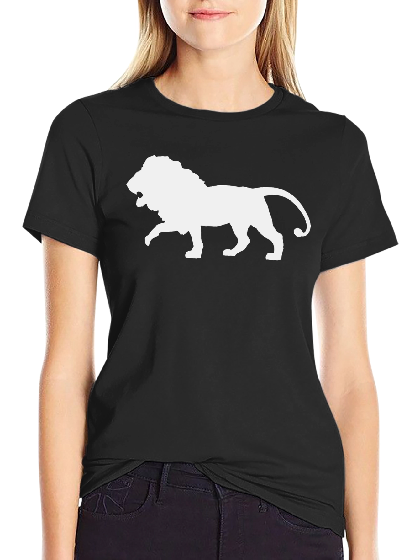 Lion Graphic Tee - Bold Black Cotton T-Shirt