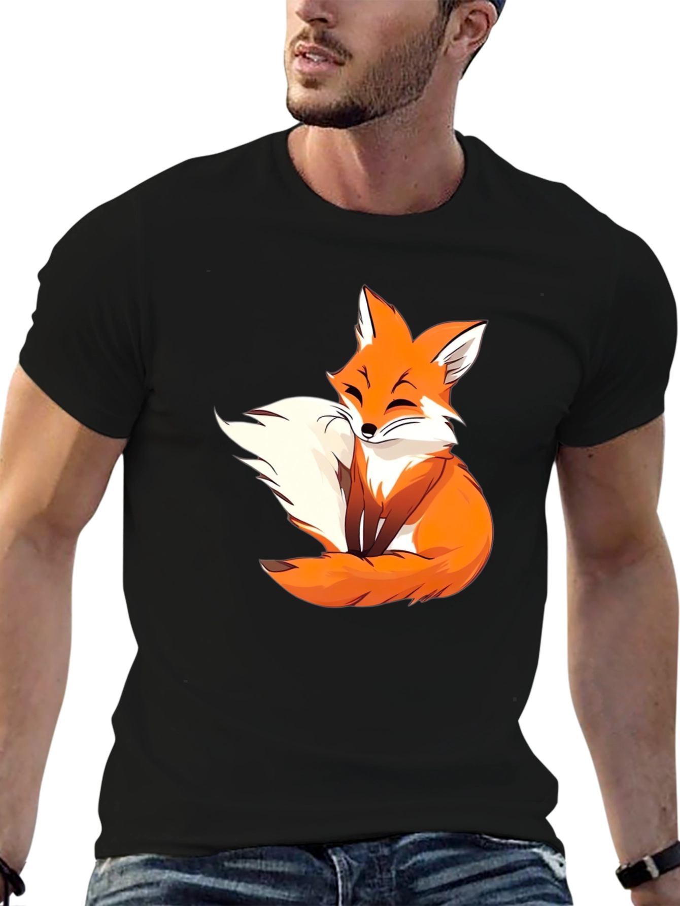 Cute Fox Graphic Tee - Black Unisex T-Shirt