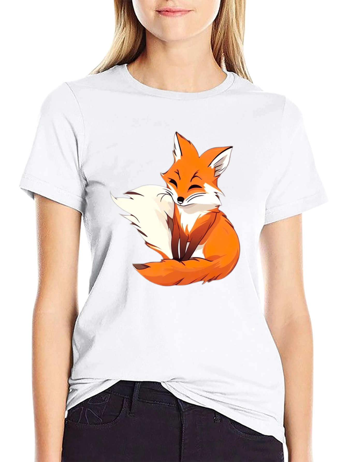 Cute Fox Graphic Tee - Black Unisex T-Shirt