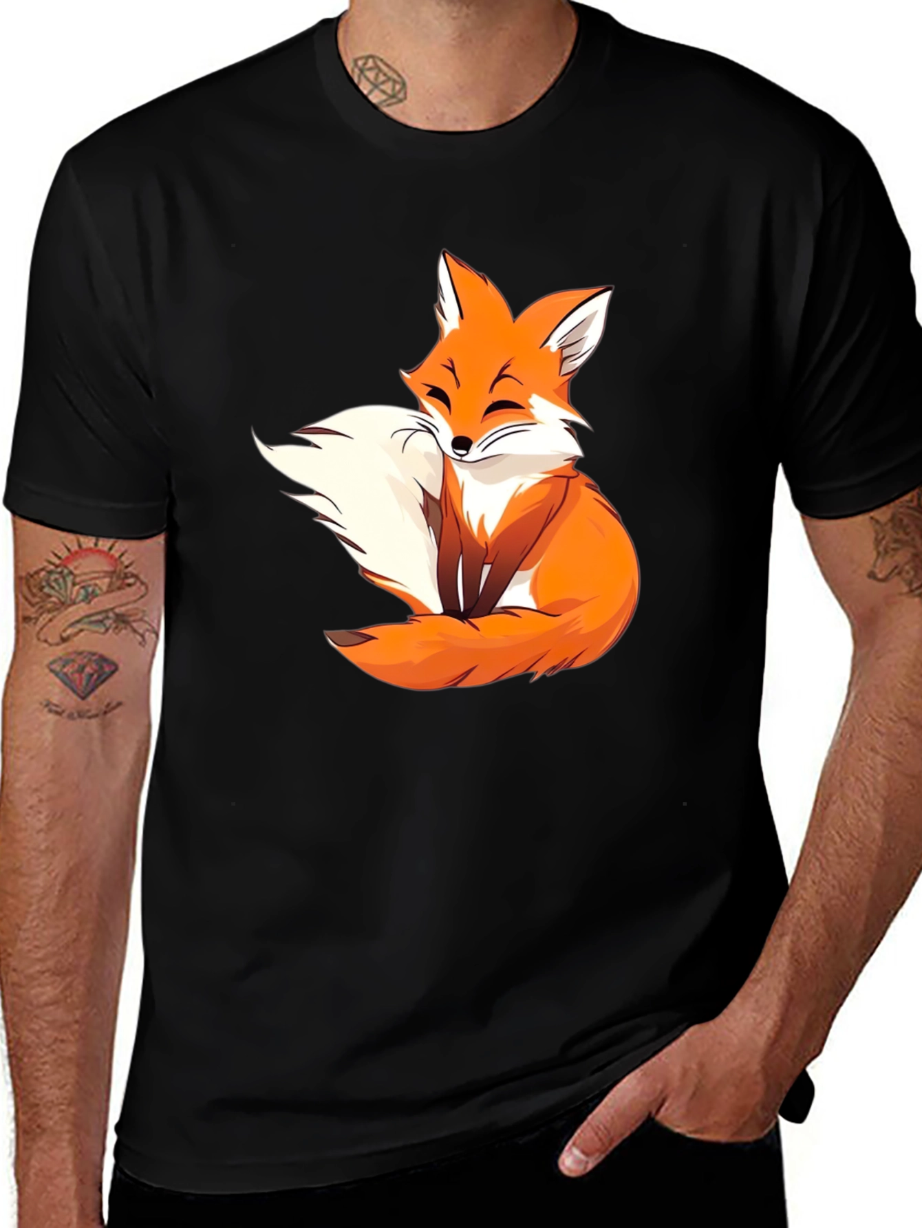 Cute Fox Graphic Tee - Black Unisex T-Shirt