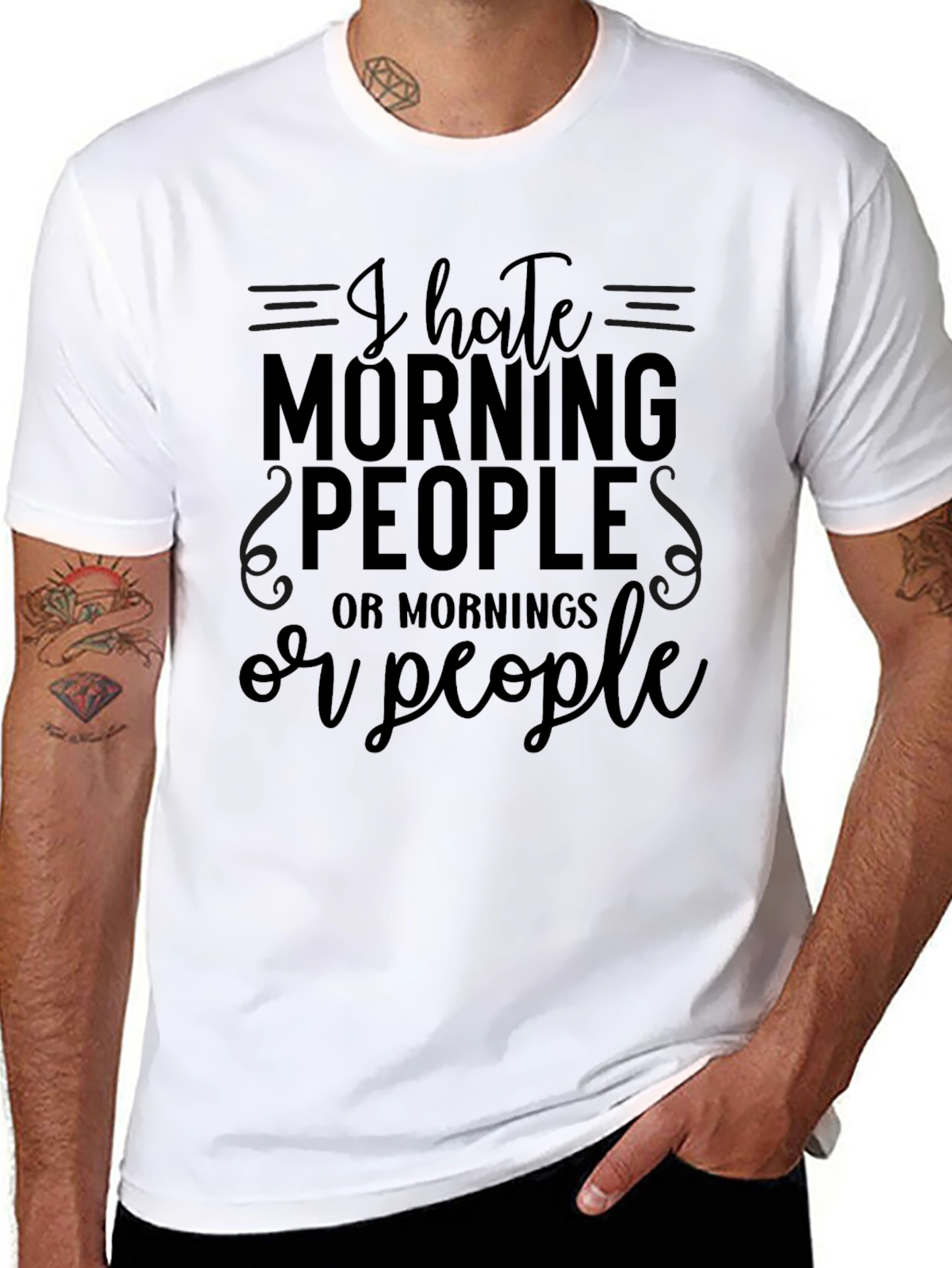 Humorous I Hate Morning People Graphic T-Shirt