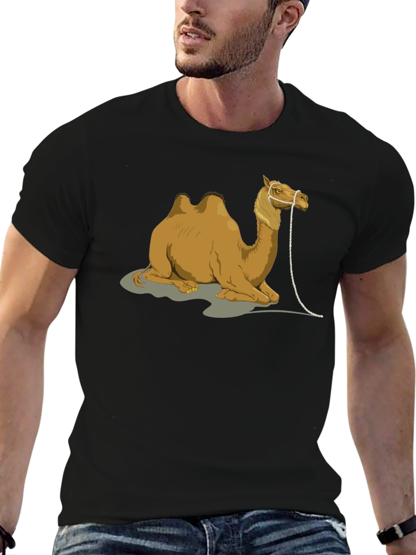 Camel Graphic Print Crew Neck T-Shirt