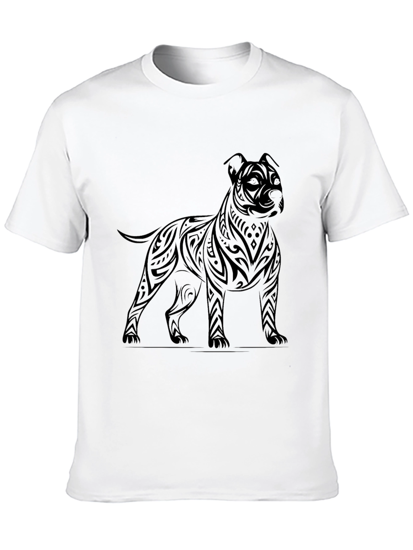 Tribal Dog Graphic Tee - Black Cotton Comfort