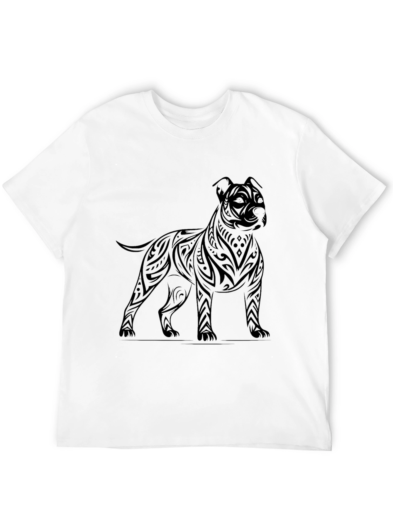 Tribal Dog Graphic Tee - Black Cotton Comfort