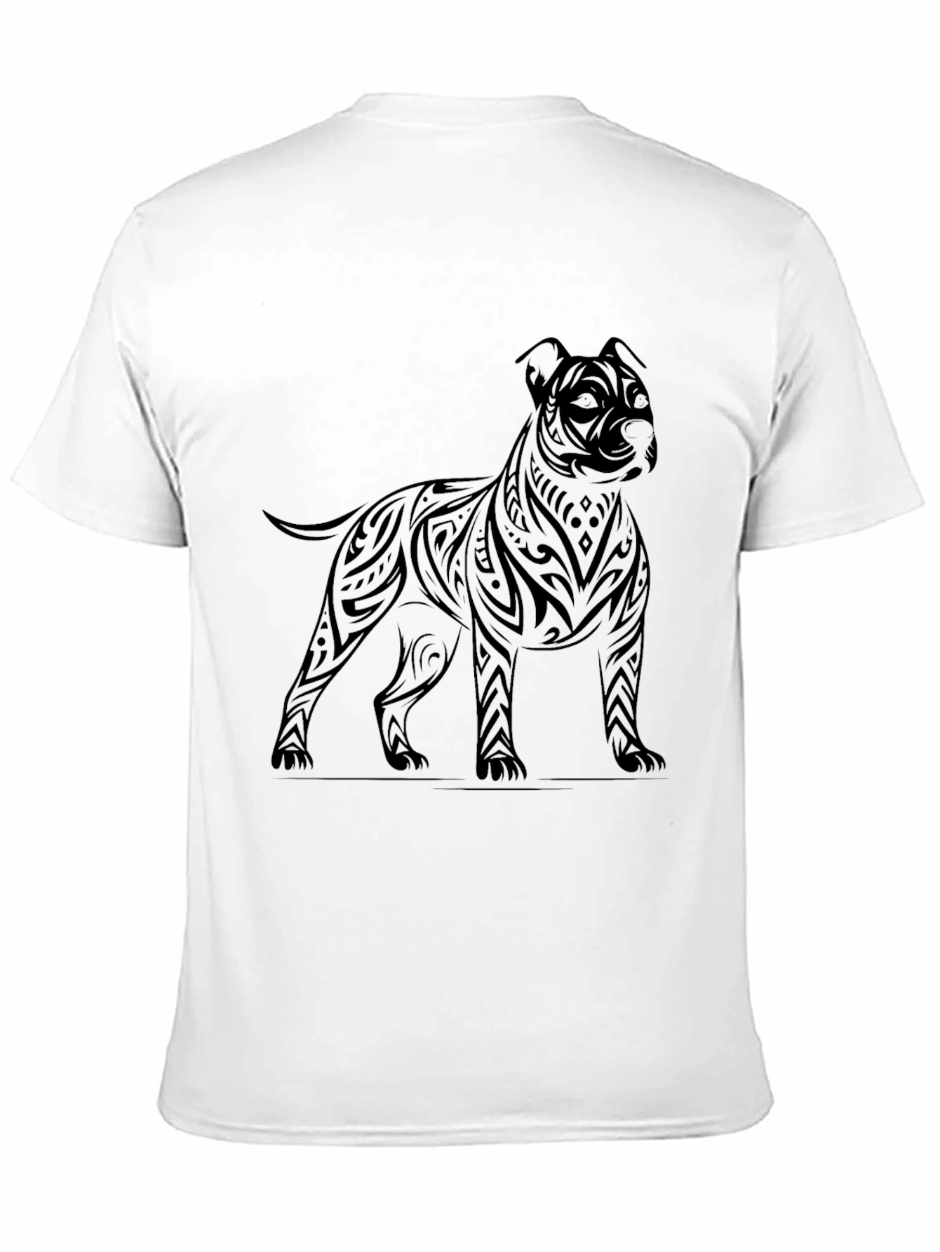Tribal Dog Graphic Tee - Black Cotton Comfort