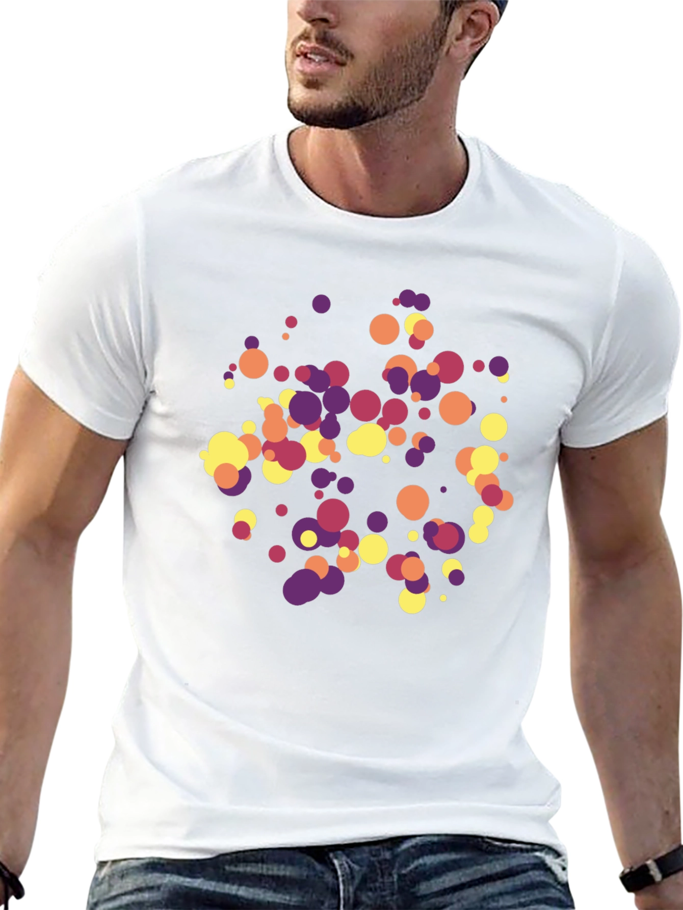 Colorful Dots Black T-Shirt