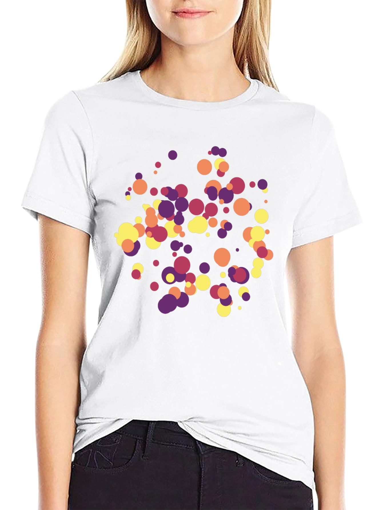 Colorful Dots Black T-Shirt