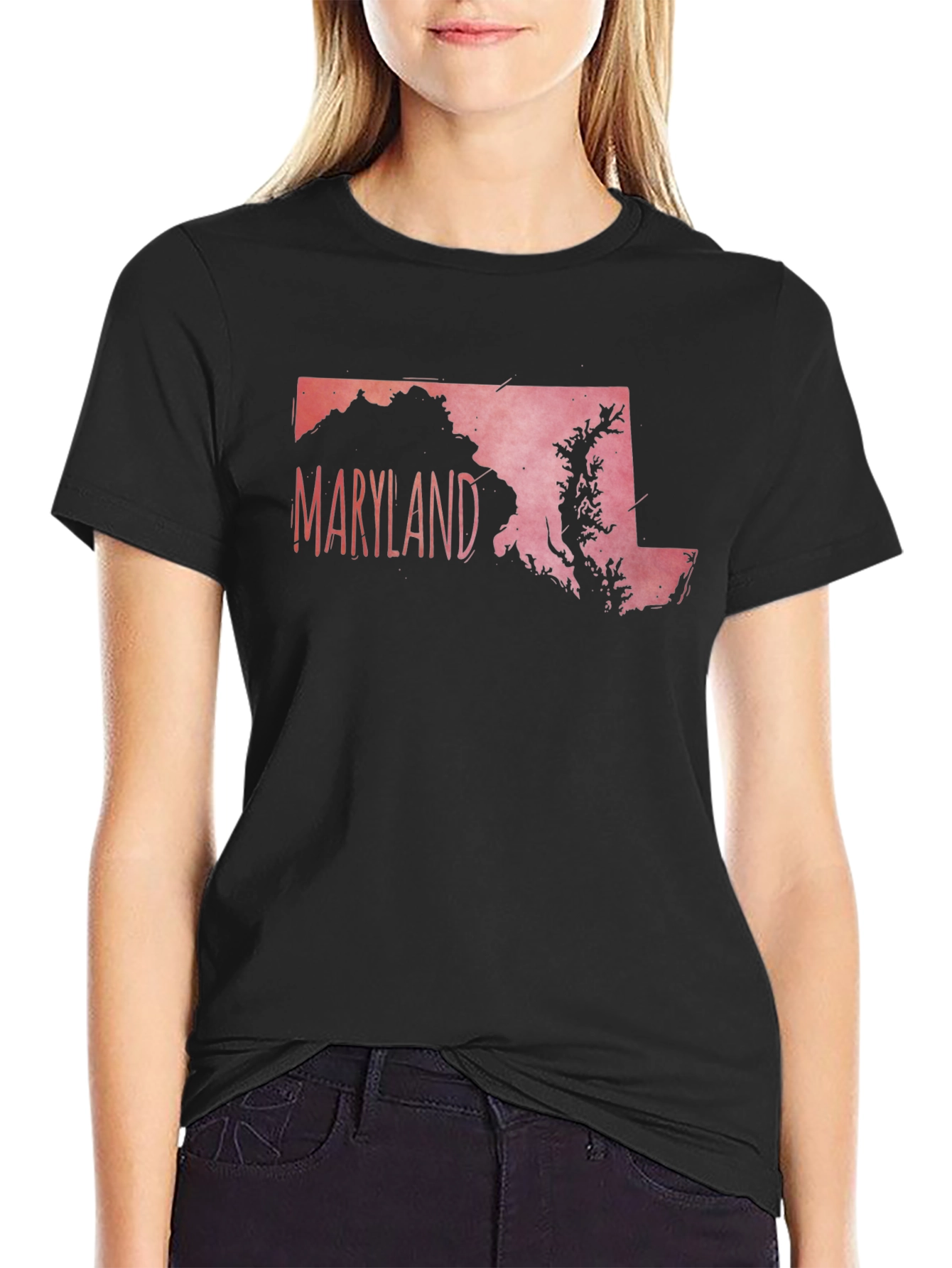 Maryland State Outline Graphic Tee - Black