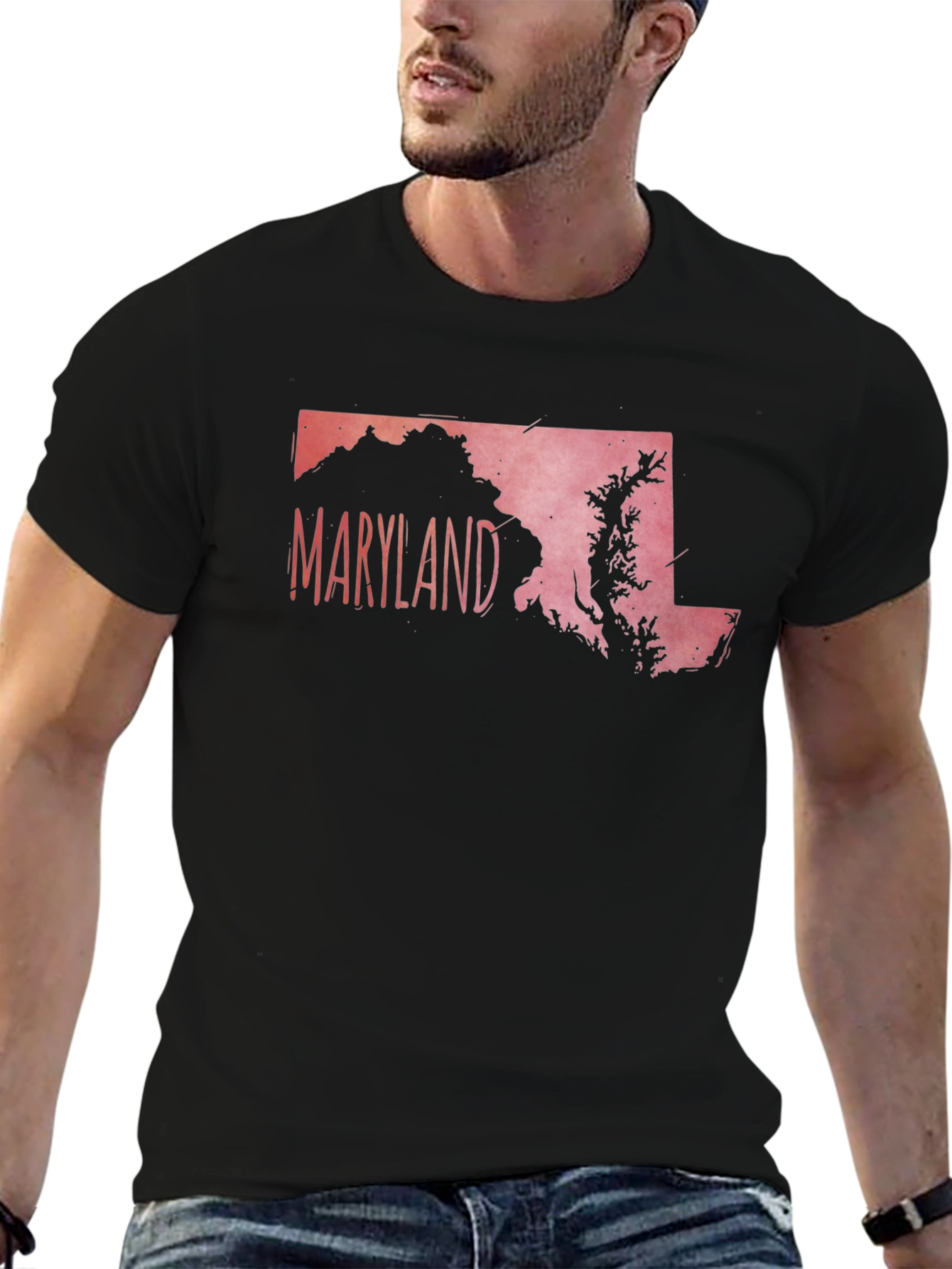 Maryland State Outline Graphic Tee - Black