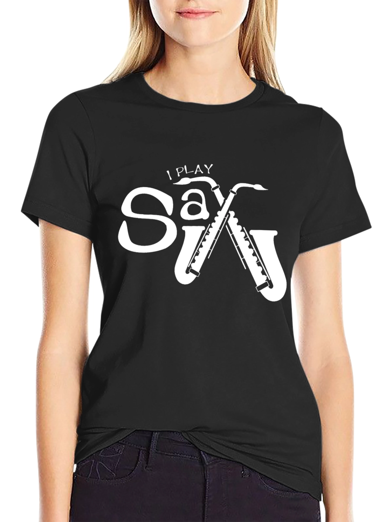 I Play Saxophone Black Graphic Tee