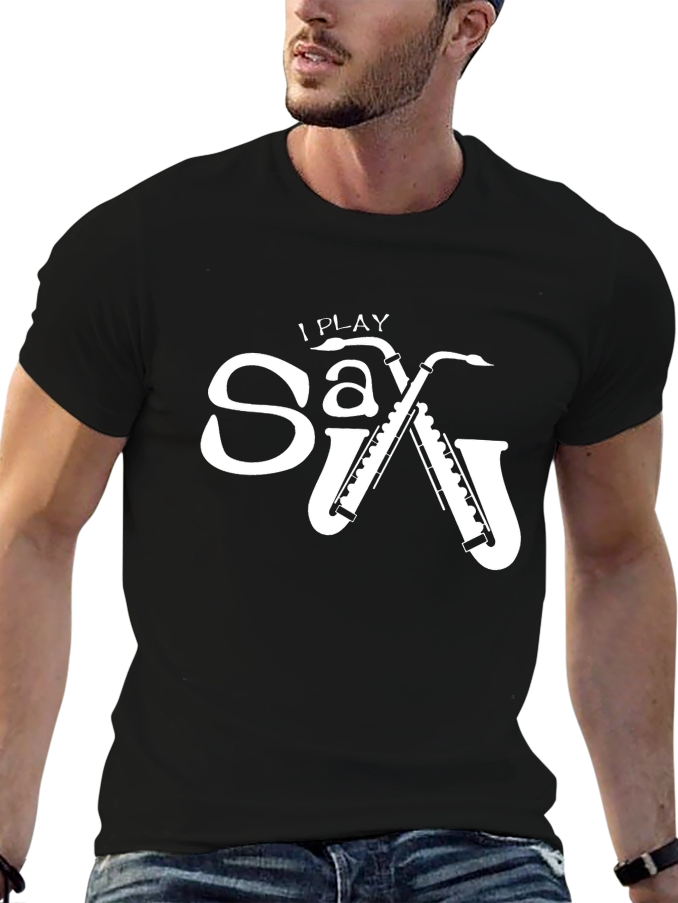 I Play Saxophone Black Graphic Tee