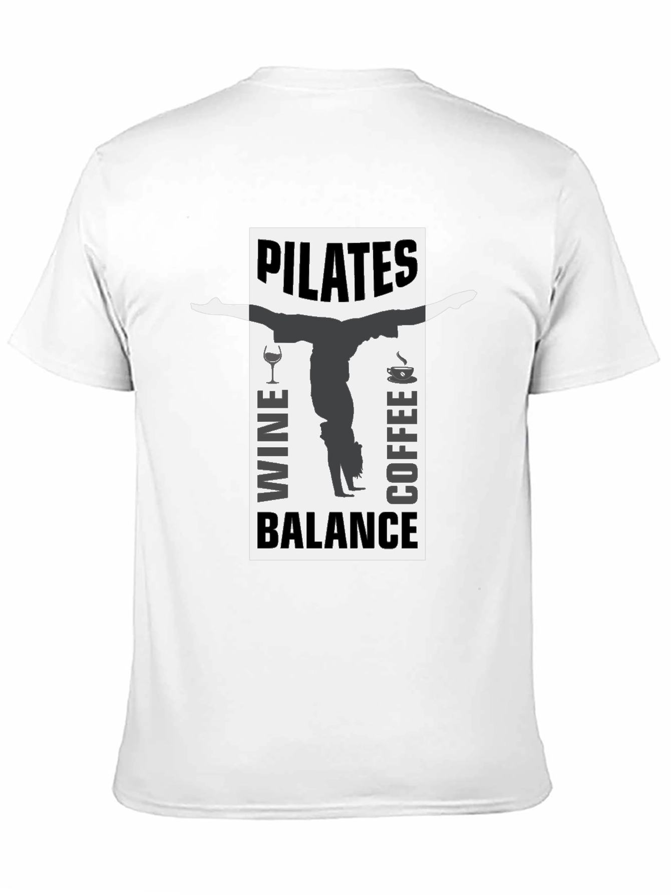 Pilates Wine Coffee Balance Black T-Shirt