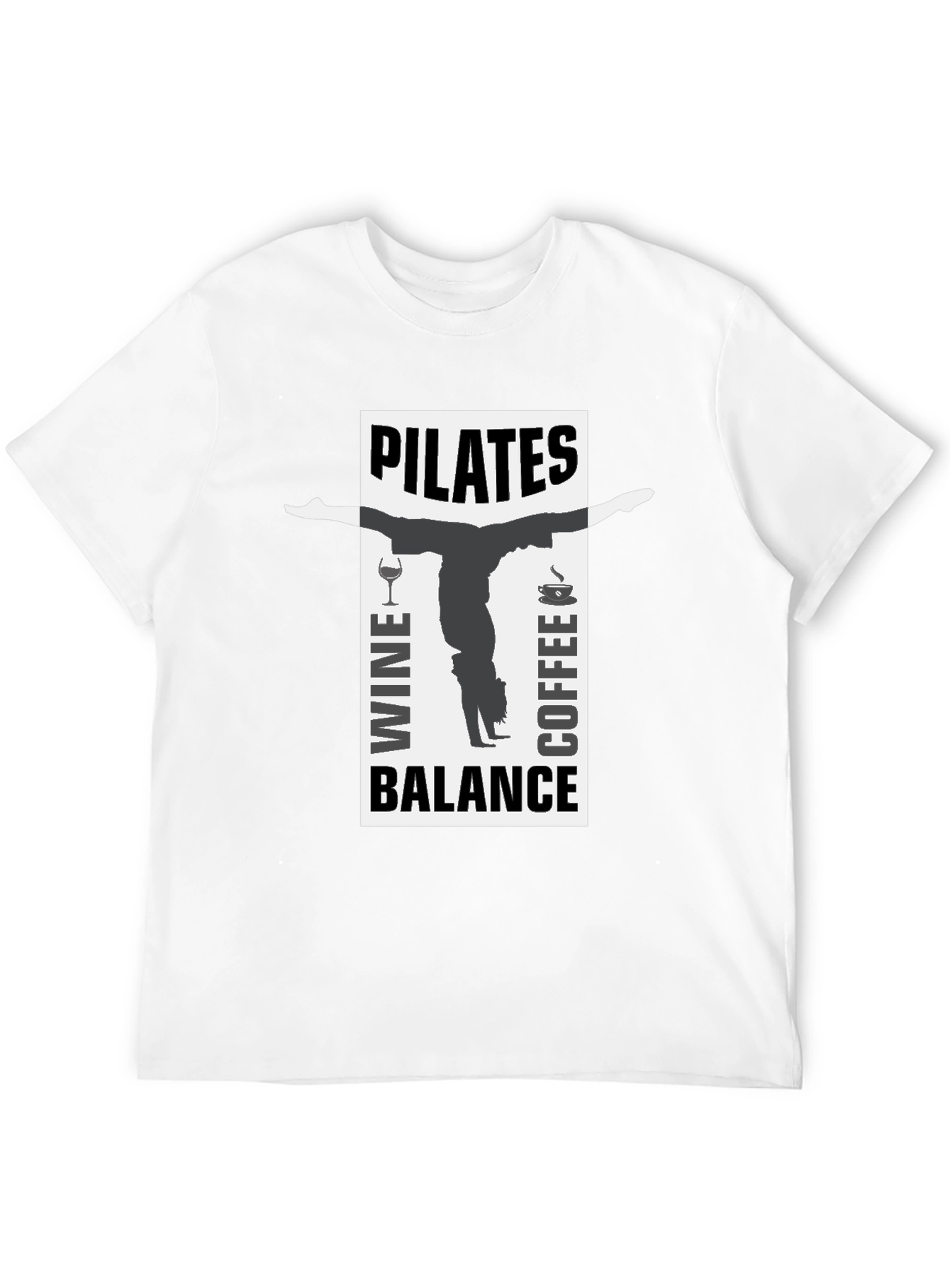 Pilates Wine Coffee Balance Black T-Shirt
