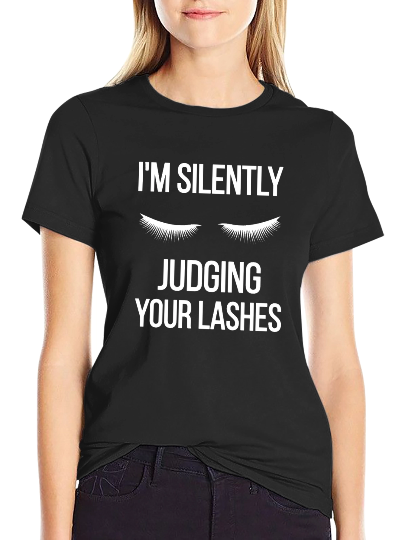 Funny Eyelash Judging Black T-Shirt