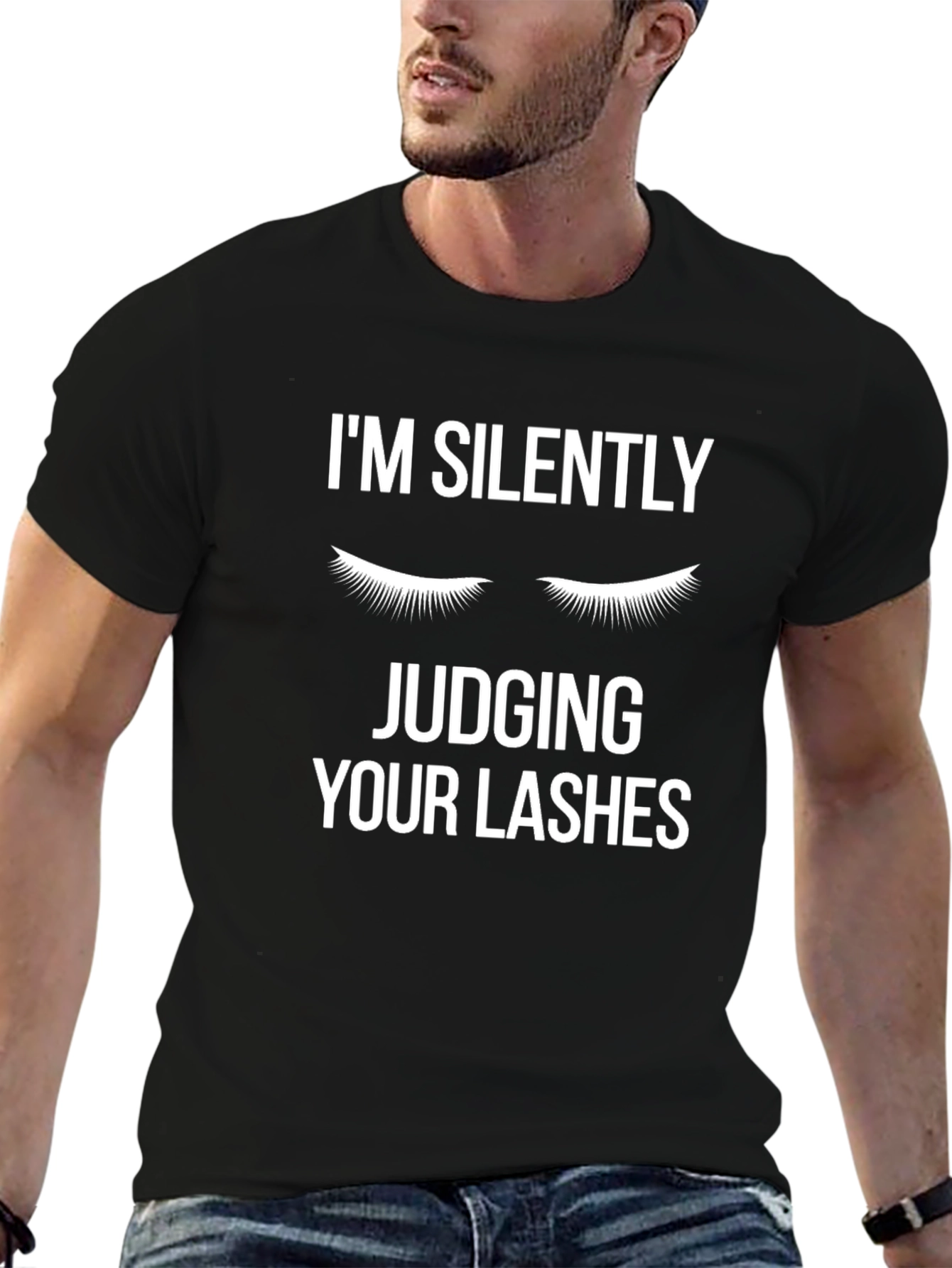 Funny Eyelash Judging Black T-Shirt