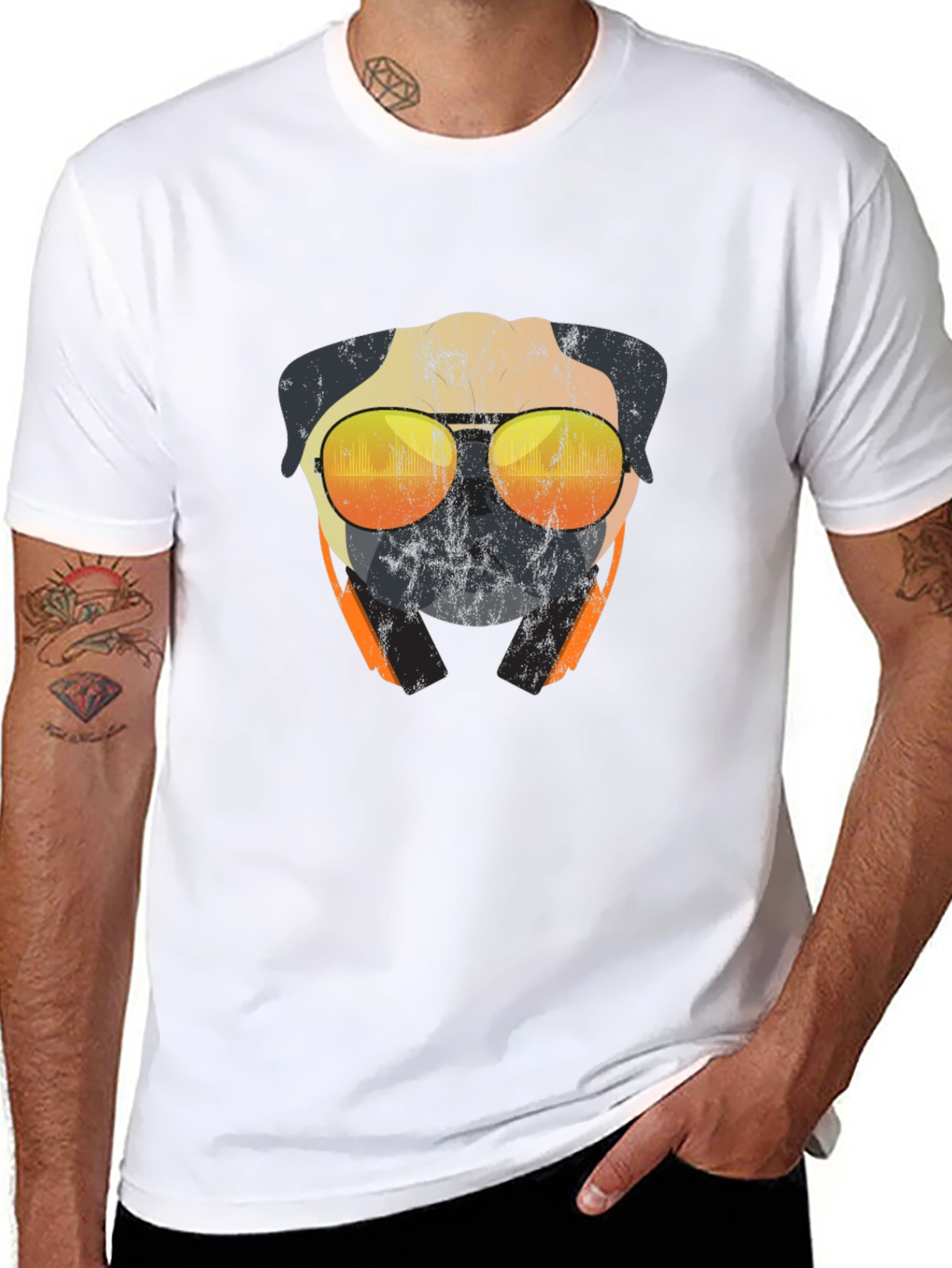 Cool Pug T-Shirt - Sunglasses & Headphones