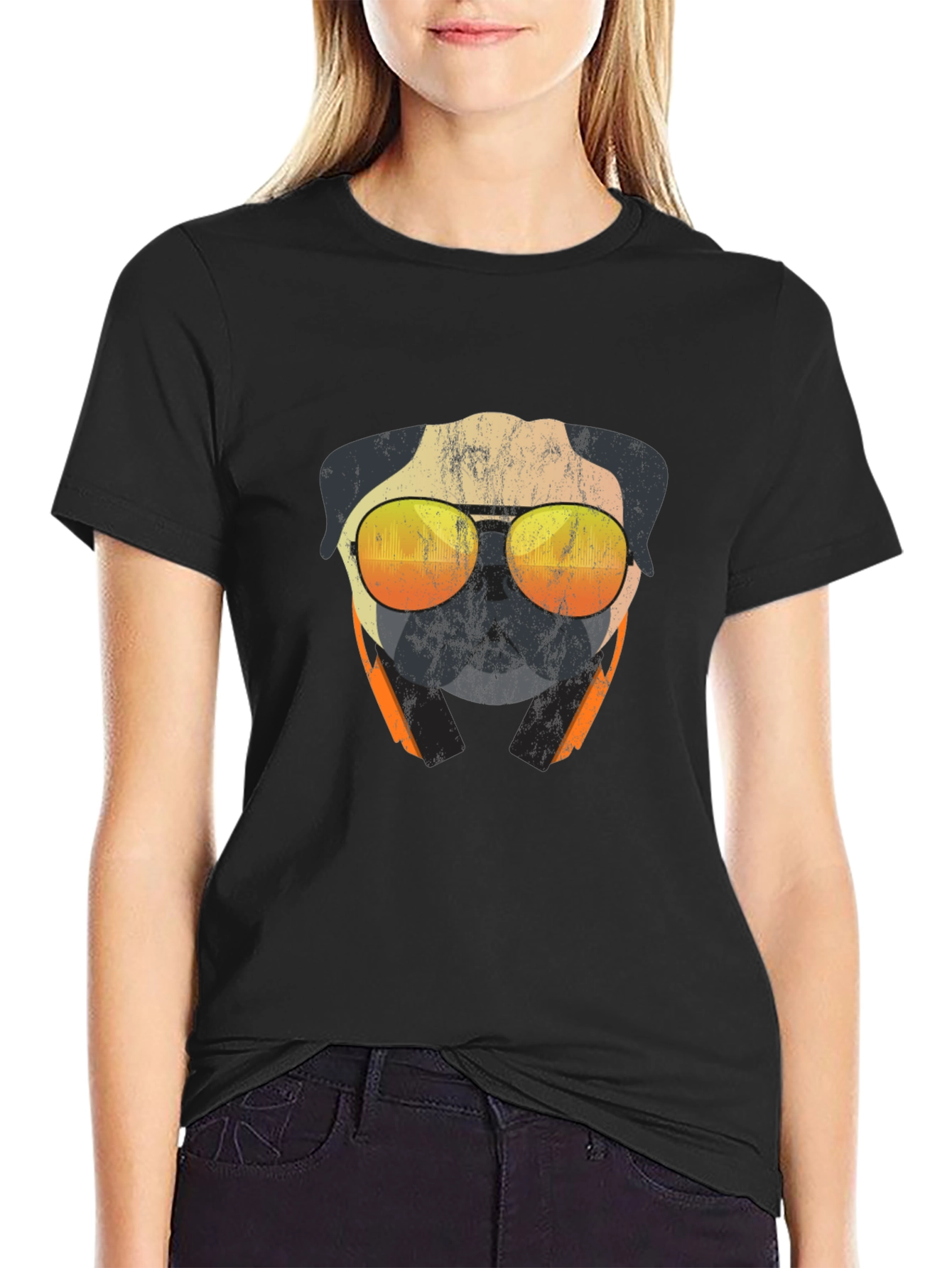 Cool Pug T-Shirt - Sunglasses & Headphones
