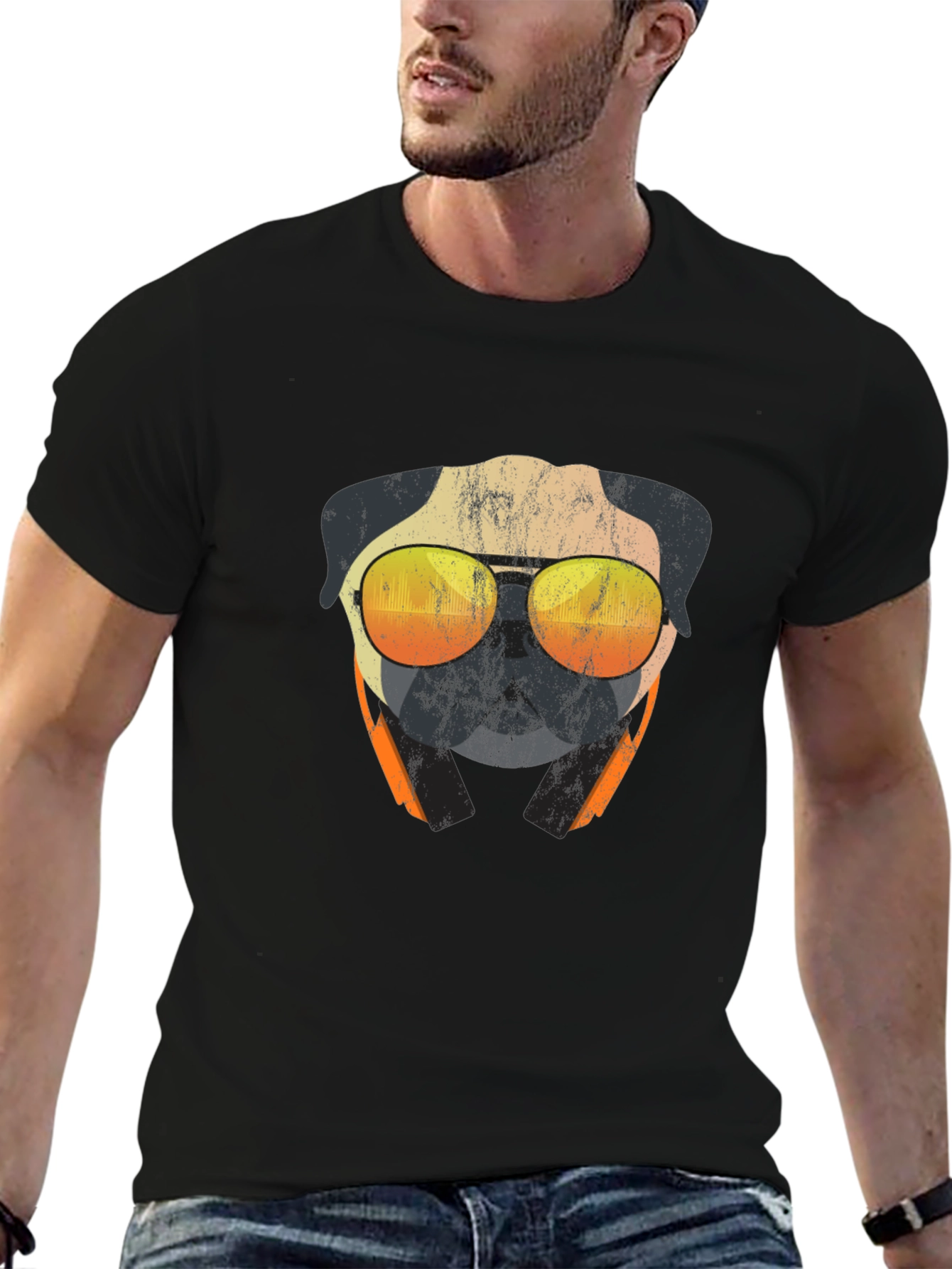 Cool Pug T-Shirt - Sunglasses & Headphones