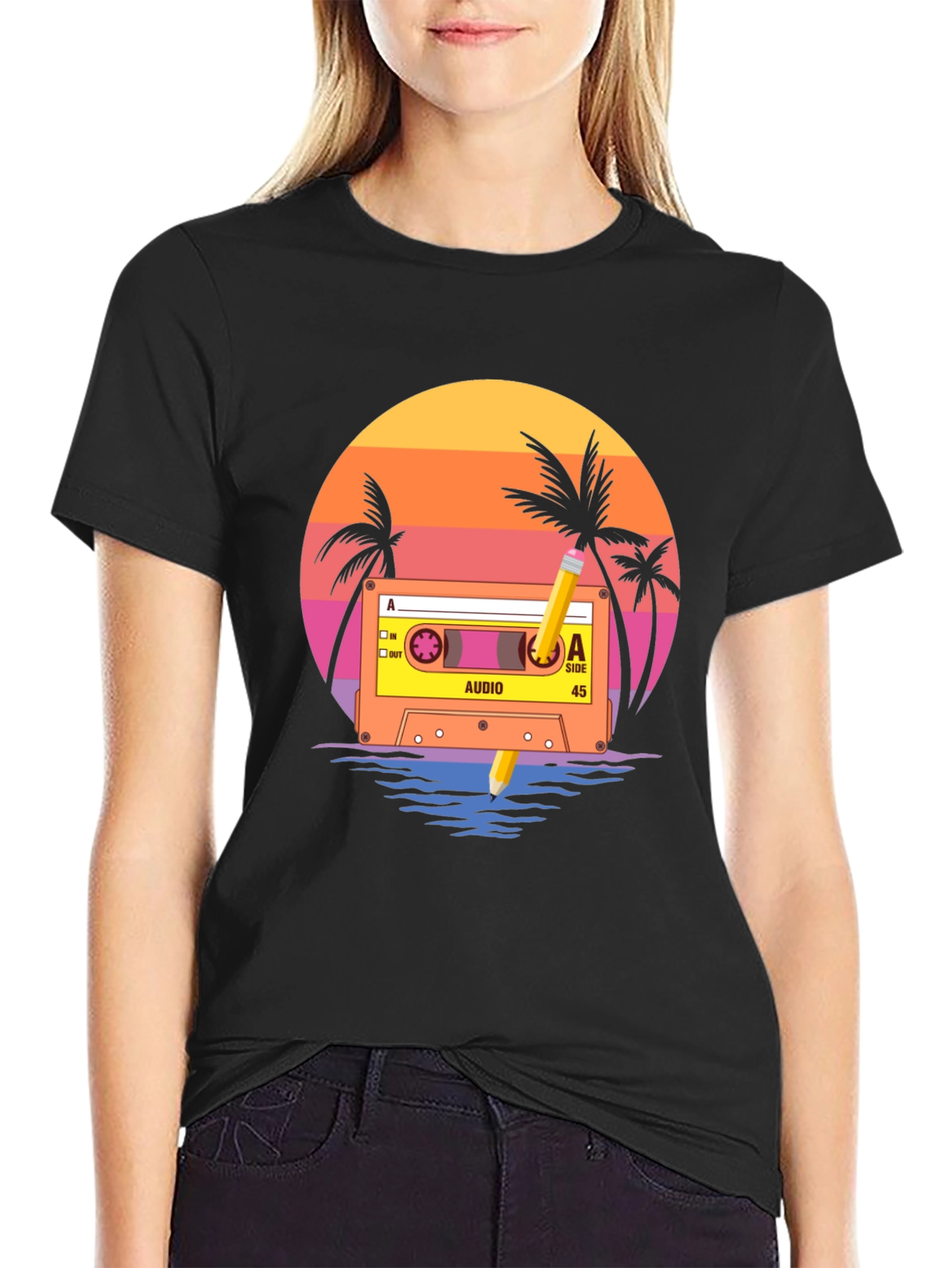Retro Sunset Cassette Tape Graphic T-Shirt